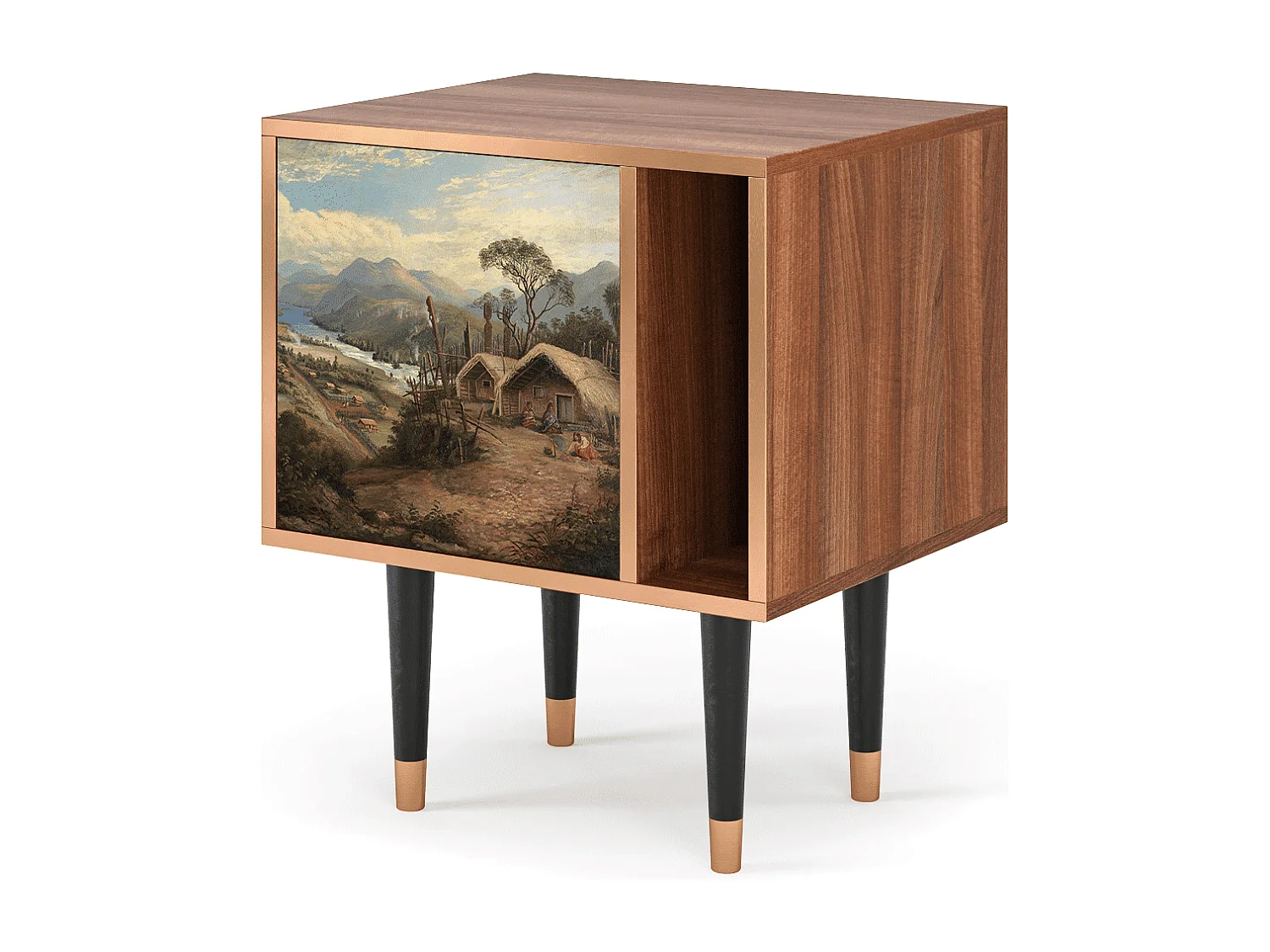 Nachttisch - 57х69х48 cm - S2 - View Across the Plains , Walnuss