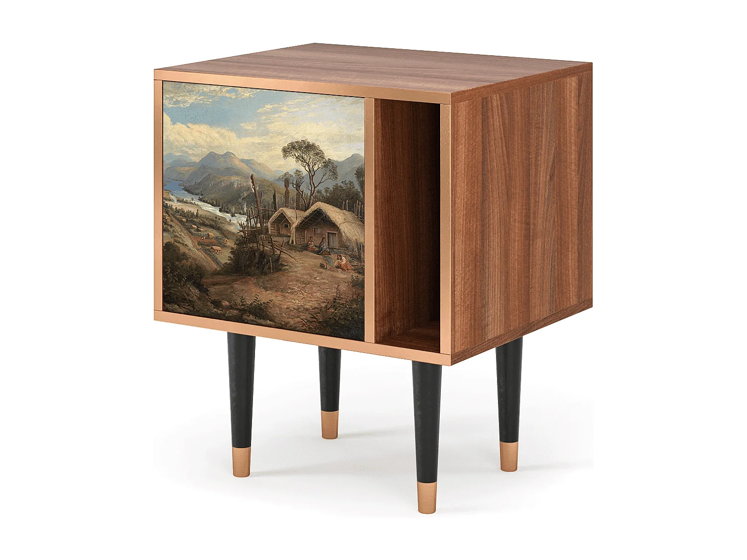 Nachttisch - 57х69х48 cm - S2 - View Across the Plains , Walnuss