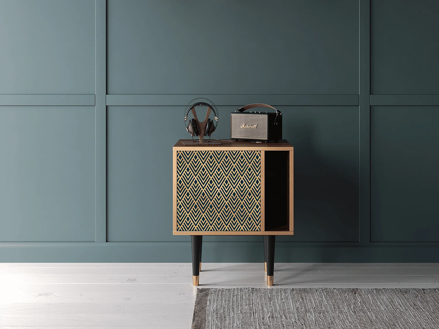 Nachttisch - 57х69х48 cm - S2 - Egypt Triangles, Walnuss