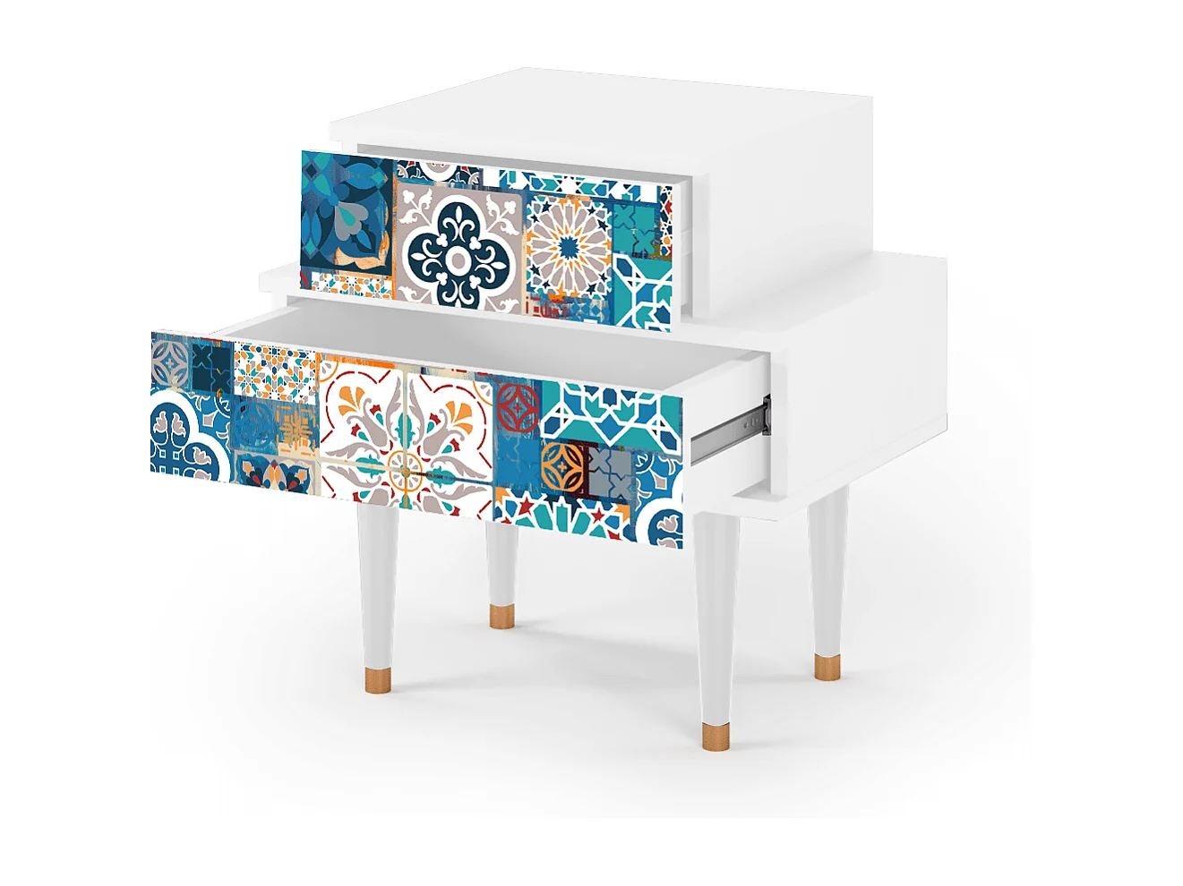 Mesita de noche - 58х58х41 cm - NS1 - Moroccan Market, Blanco