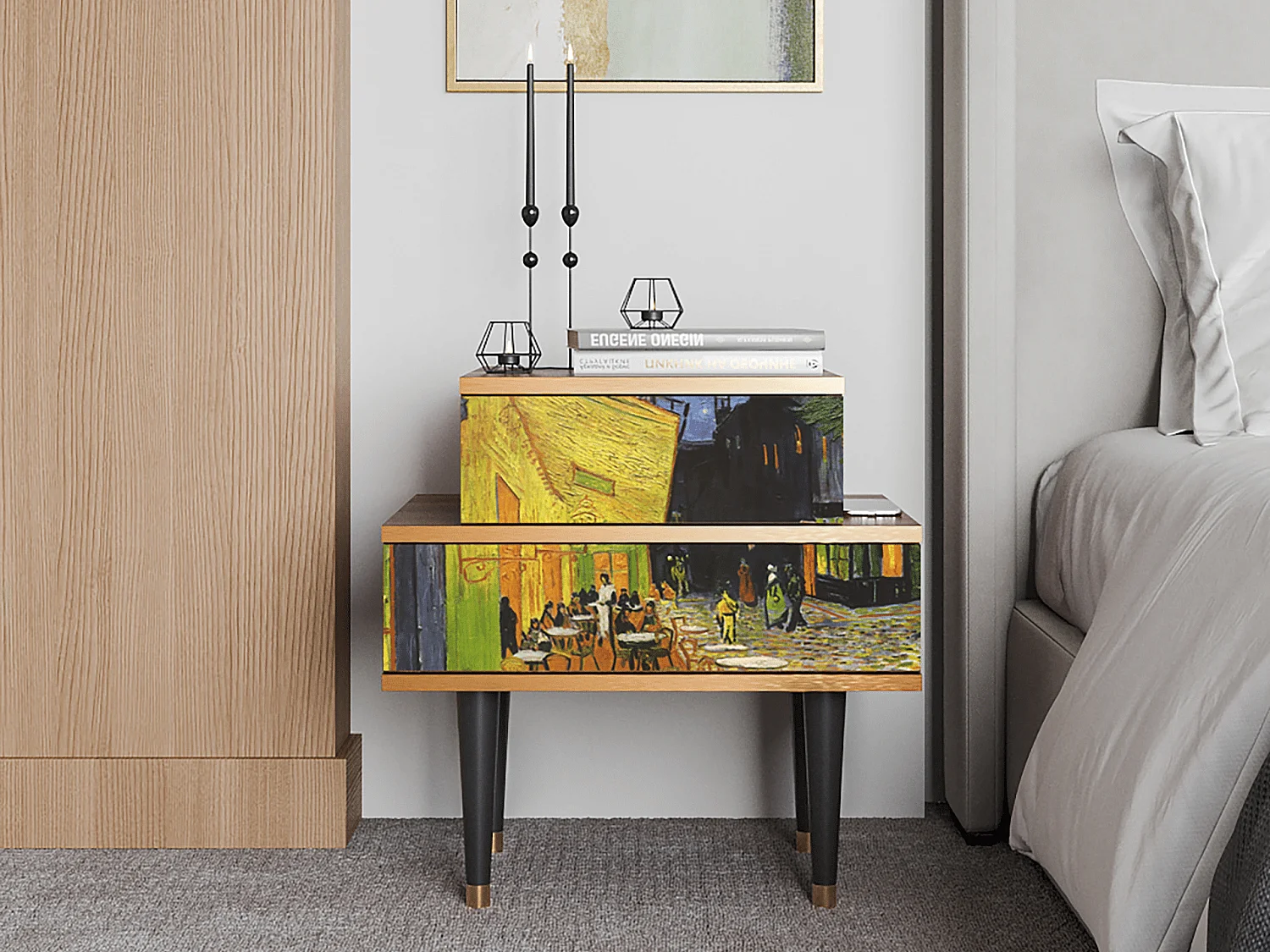 Table de nuit - 58х58х41 cm - NS1 - Café Terrace at Night, Noyer