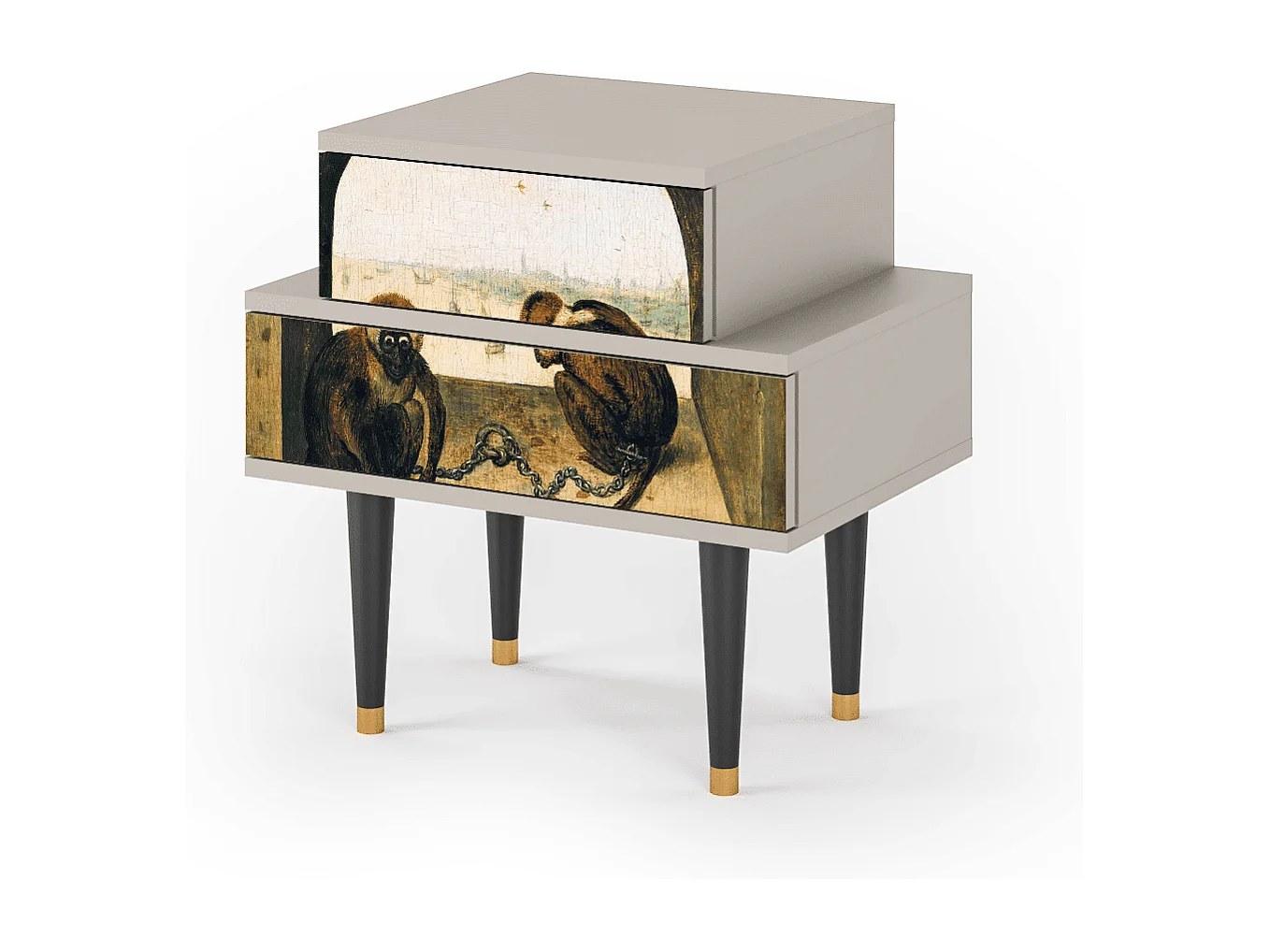 Stolik nocny - 58х58х41 cm - NS1 - Two Monkeys, Piaskowy