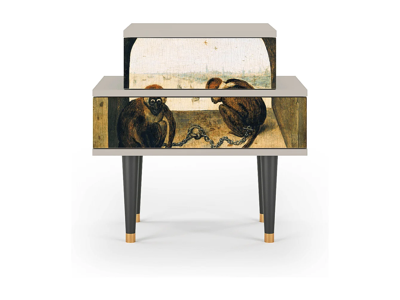 Stolik nocny - 58х58х41 cm - NS1 - Two Monkeys, Piaskowy