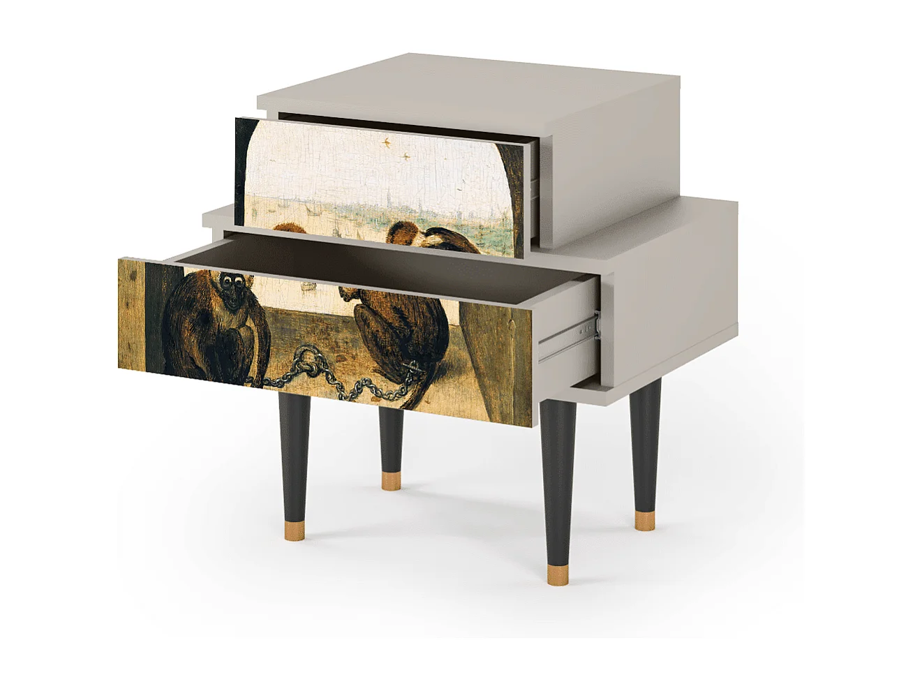 Stolik nocny - 58х58х41 cm - NS1 - Two Monkeys, Piaskowy