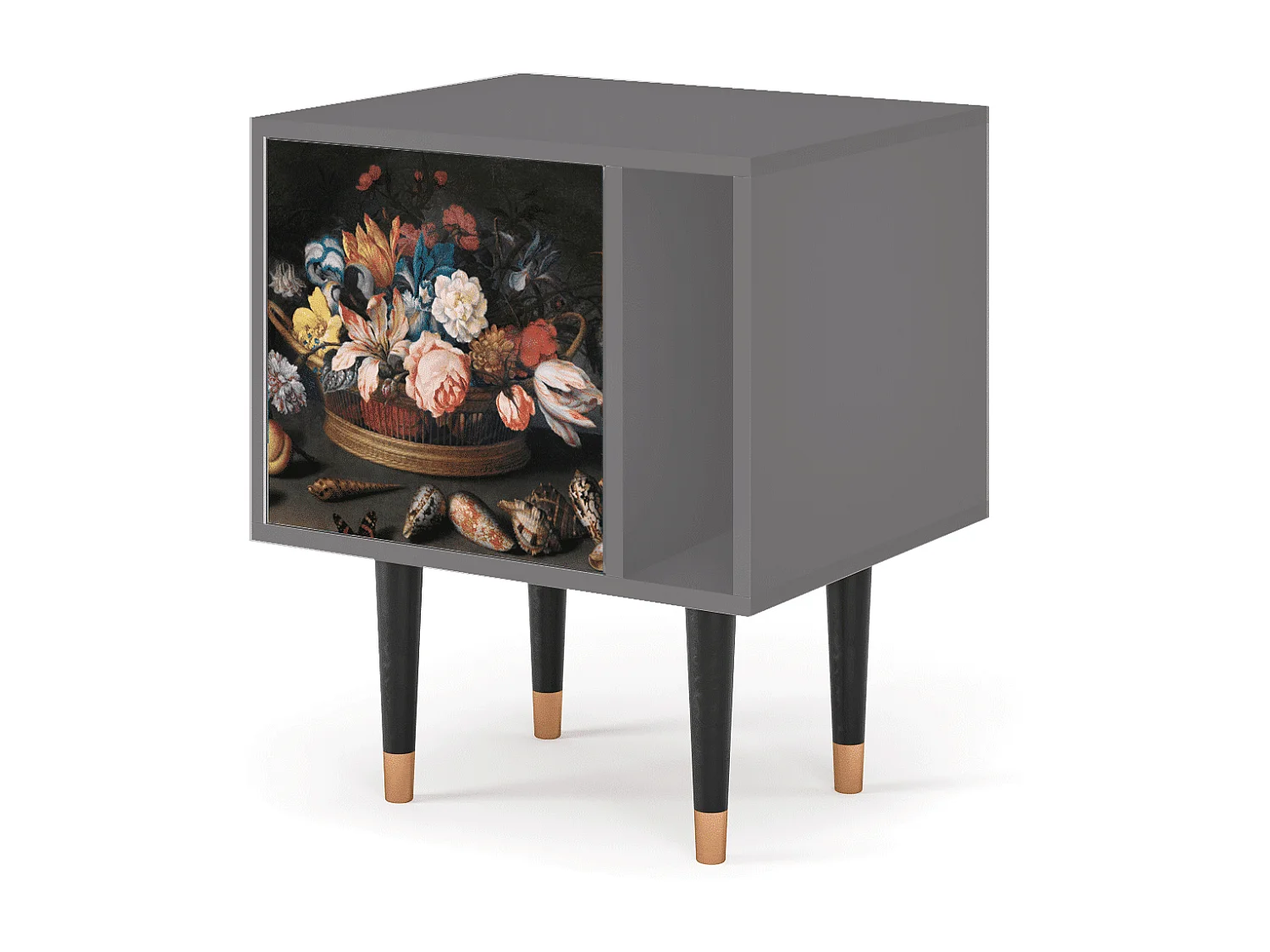 Comodino - 57х69х48 cm - S2 - Still Life with Flowers, Grigio