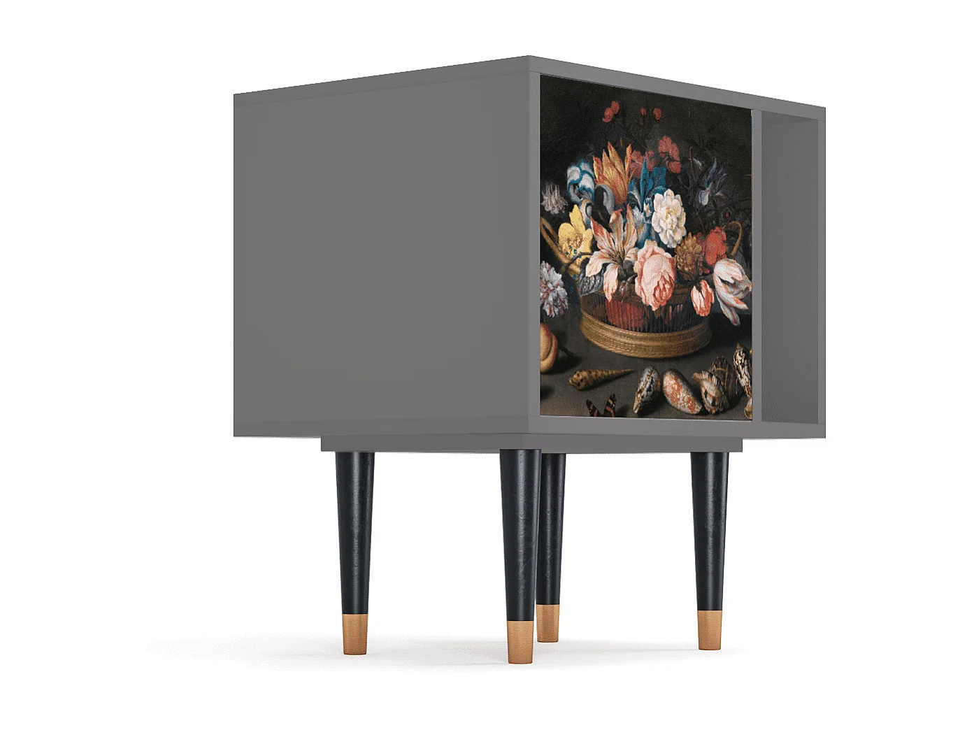 Comodino - 57х69х48 cm - S2 - Still Life with Flowers, Grigio