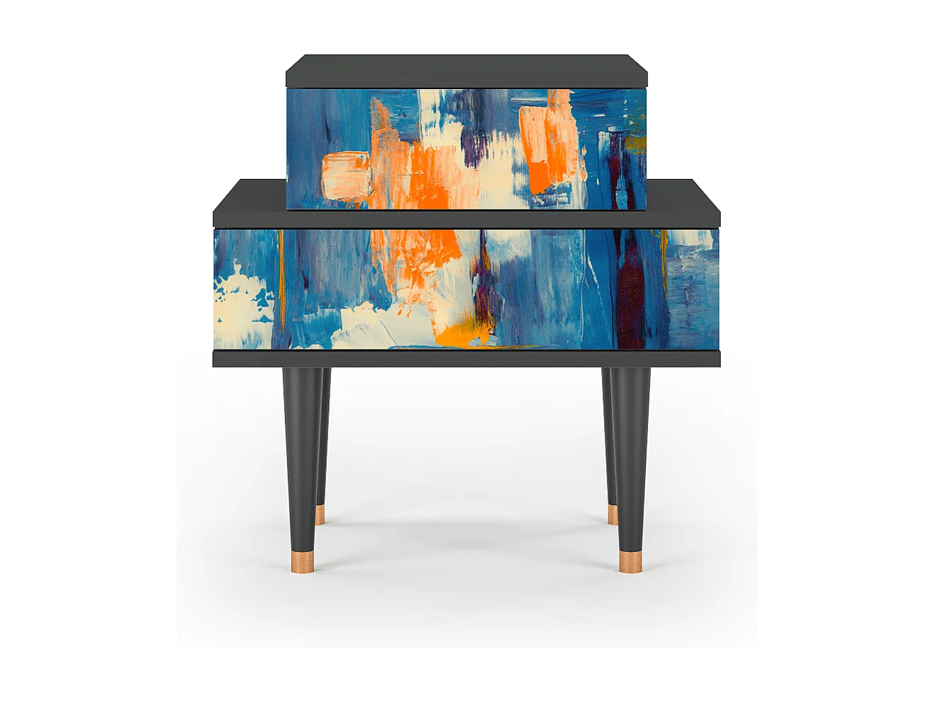 Stolik nocny - 58х58х41 cm - NS1 - Abstract Expressionism, Antracyt