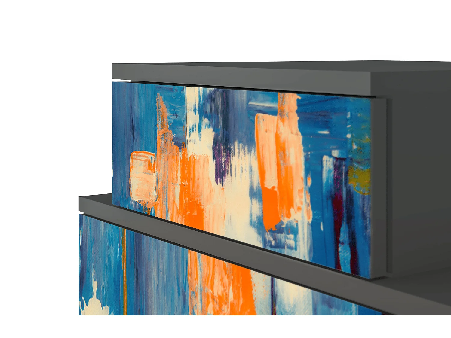 Stolik nocny - 58х58х41 cm - NS1 - Abstract Expressionism, Antracyt