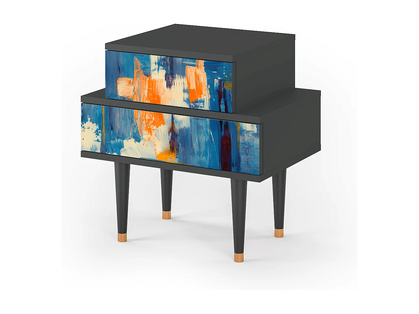 Nachttisch - 58х58х41 cm - NS1 - Abstract Expressionism, Anthrazit