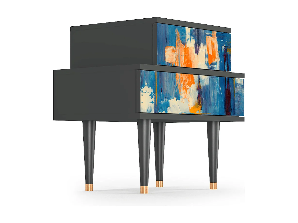 Nachttisch - 58х58х41 cm - NS1 - Abstract Expressionism, Anthrazit