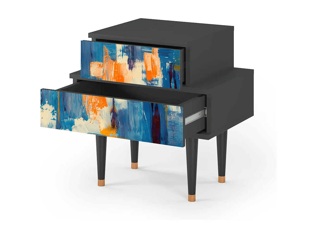 Nachttisch - 58х58х41 cm - NS1 - Abstract Expressionism, Anthrazit