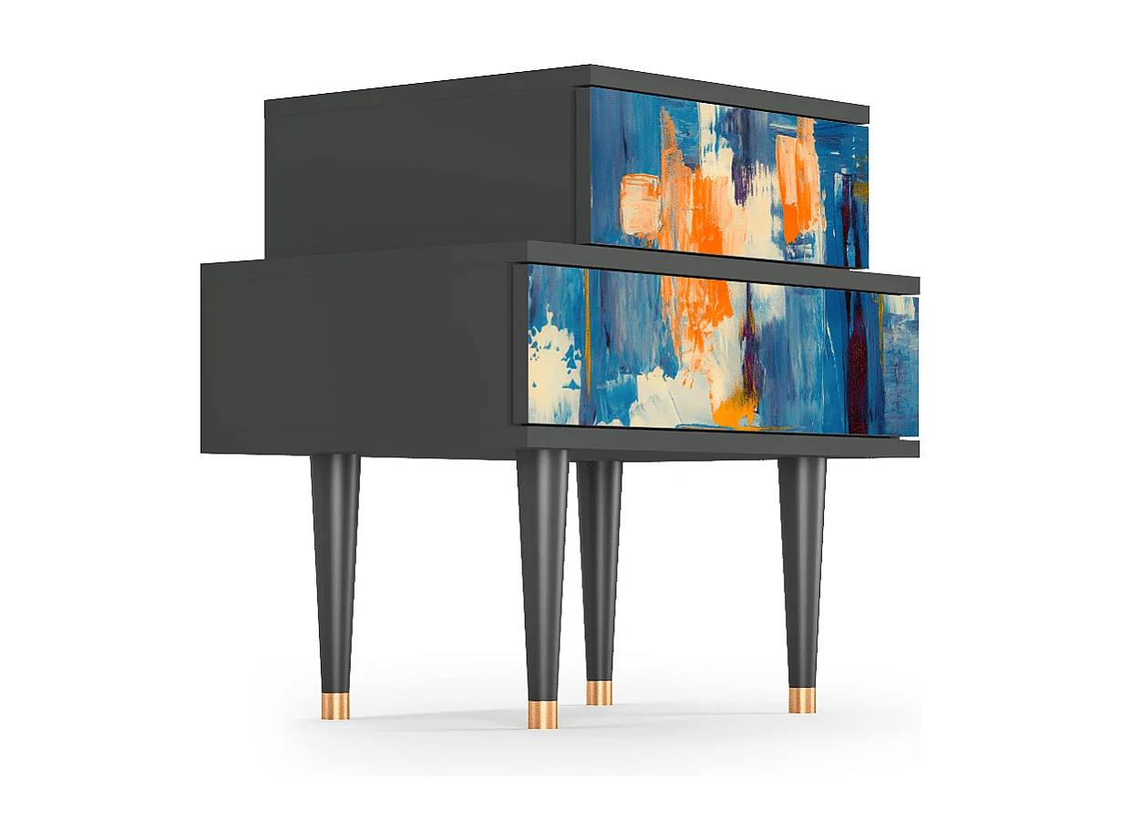 Table de nuit - 58х58х41 cm - NS1 - Abstract Expressionism, Anthracite