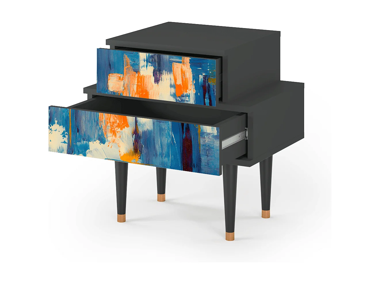 Table de nuit - 58х58х41 cm - NS1 - Abstract Expressionism, Anthracite