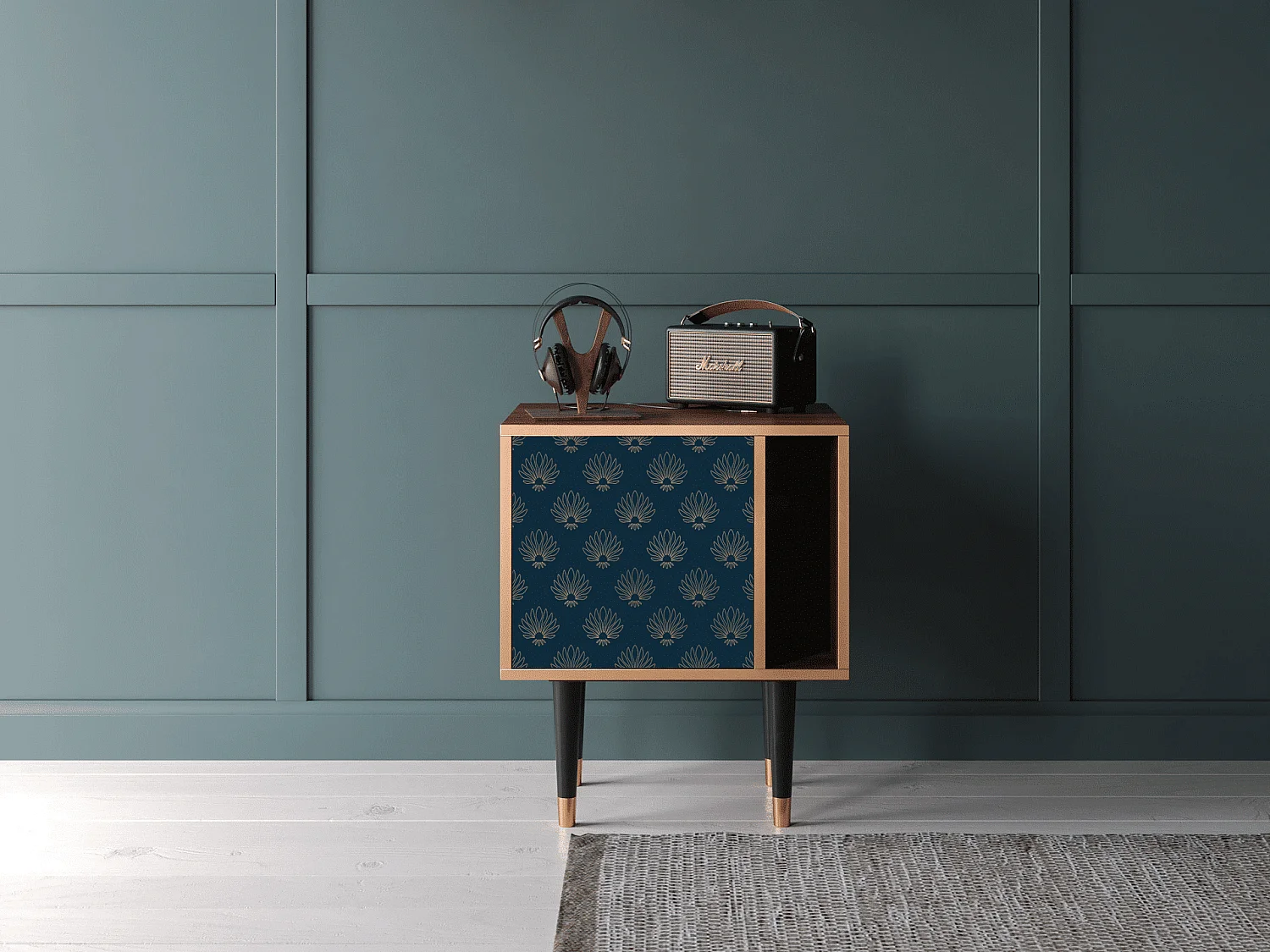 Nachttisch - 57х69х48 cm - S2 - Blue Lotus, Walnuss