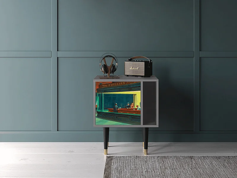 Stolik nocny - 57х69х48 cm - S2 - Nighthawks by Hopper, Szary