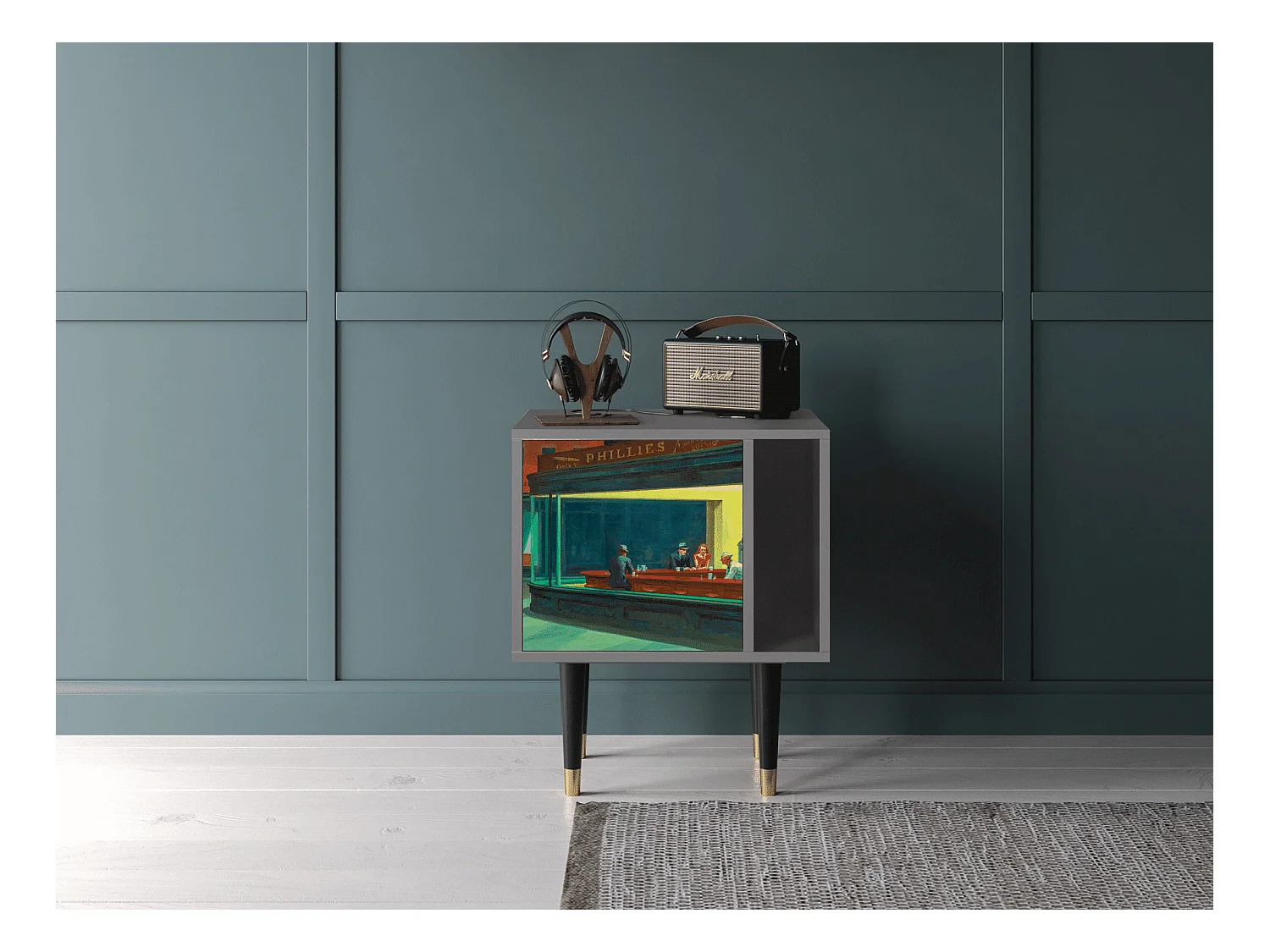 Table de nuit - 57х69х48 cm - S2 - Nighthawks by Hopper, Gris