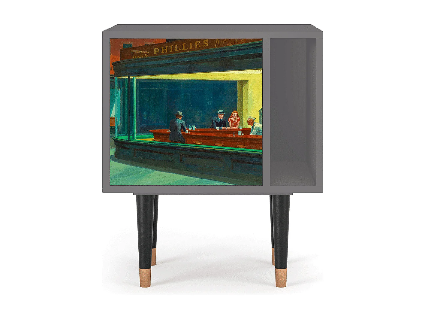 Nachtkastje - 57х69х48 cm - S2 - Nighthawks by Hopper, Grijs