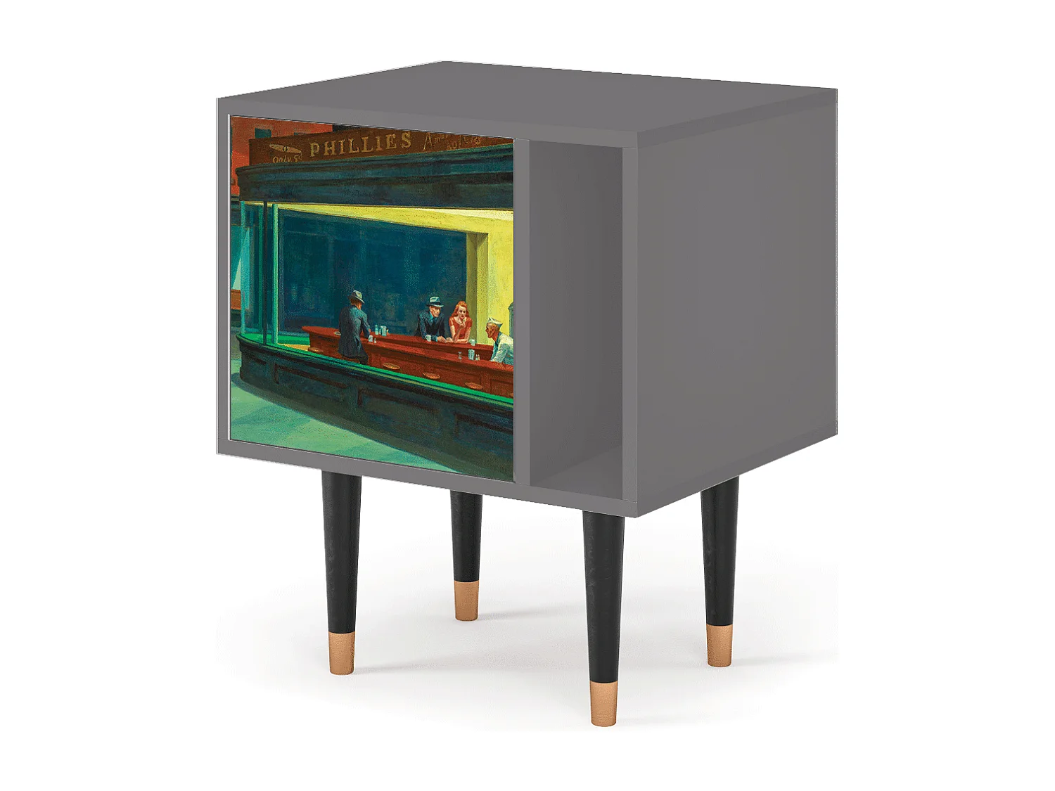 Nachtkastje - 57х69х48 cm - S2 - Nighthawks by Hopper, Grijs