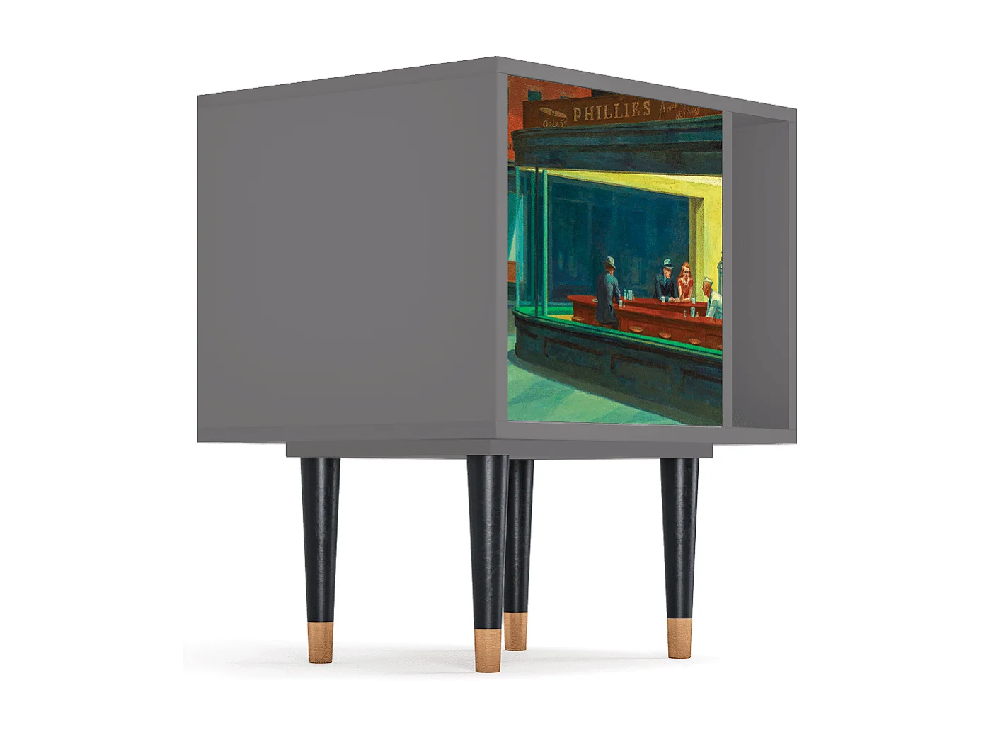 Nachtkastje - 57х69х48 cm - S2 - Nighthawks by Hopper, Grijs