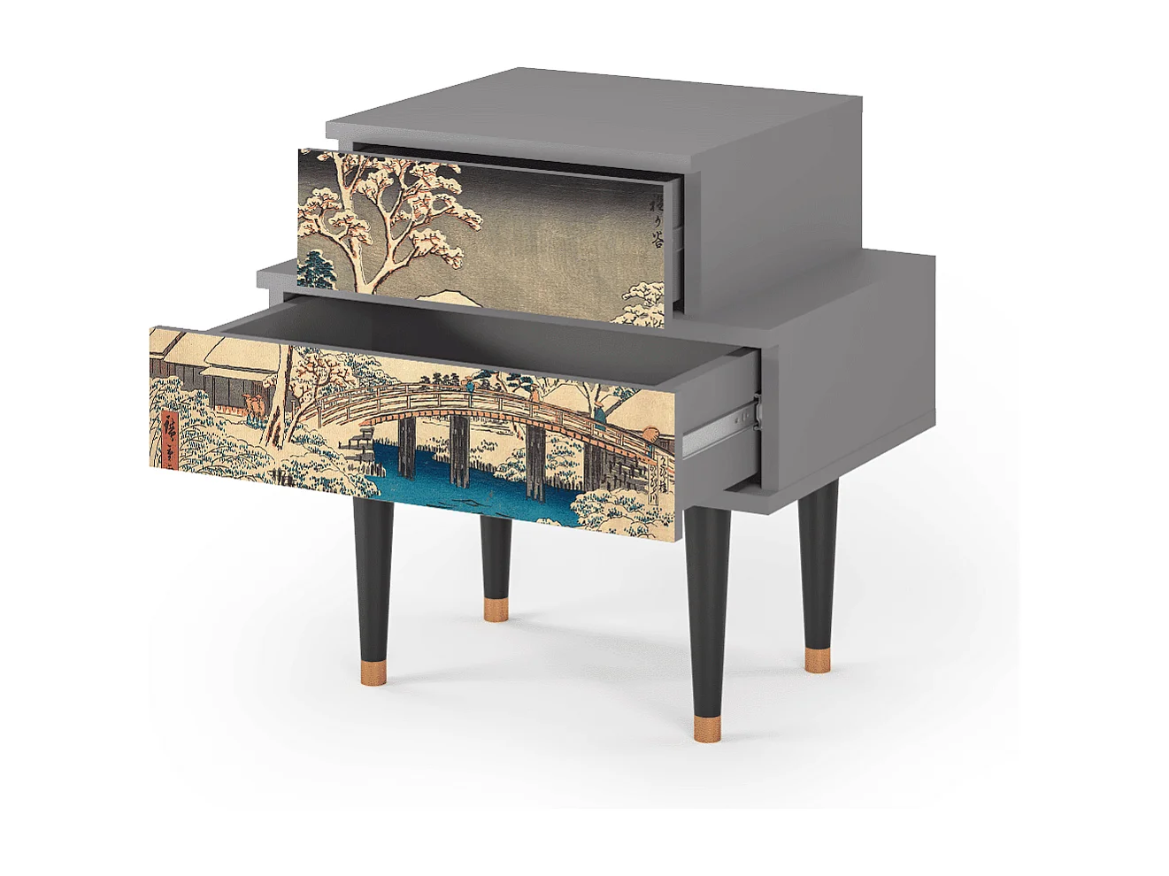 Nachttisch - 58х58х41 cm - NS1 - Katabira River, Grau