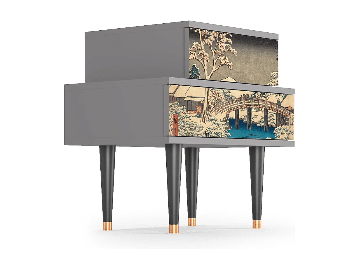 Table de nuit - 58х58х41 cm - NS1 - Katabira River, Gris