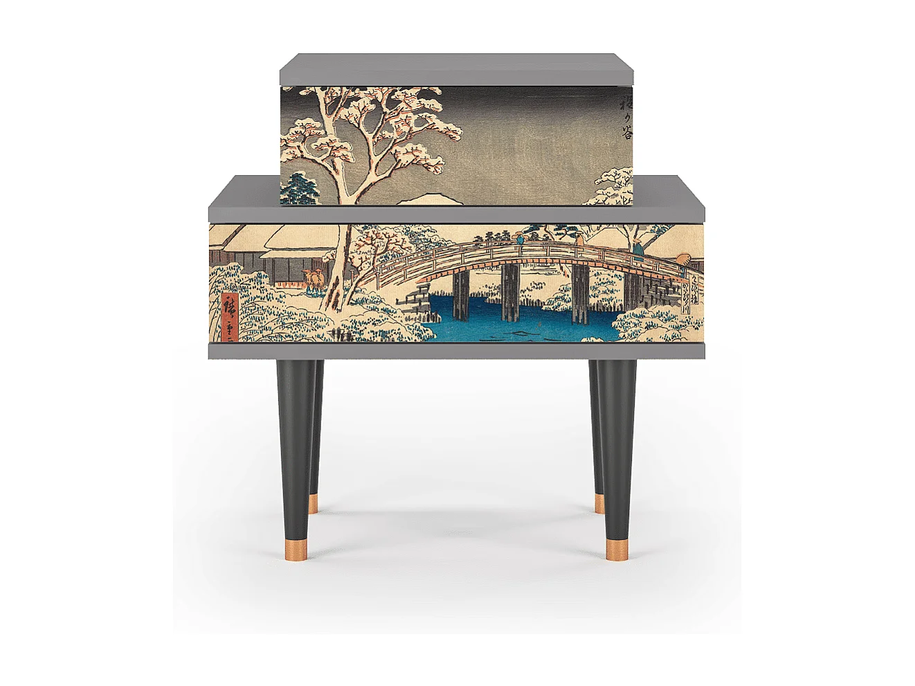 Table de nuit - 58х58х41 cm - NS1 - Katabira River, Gris