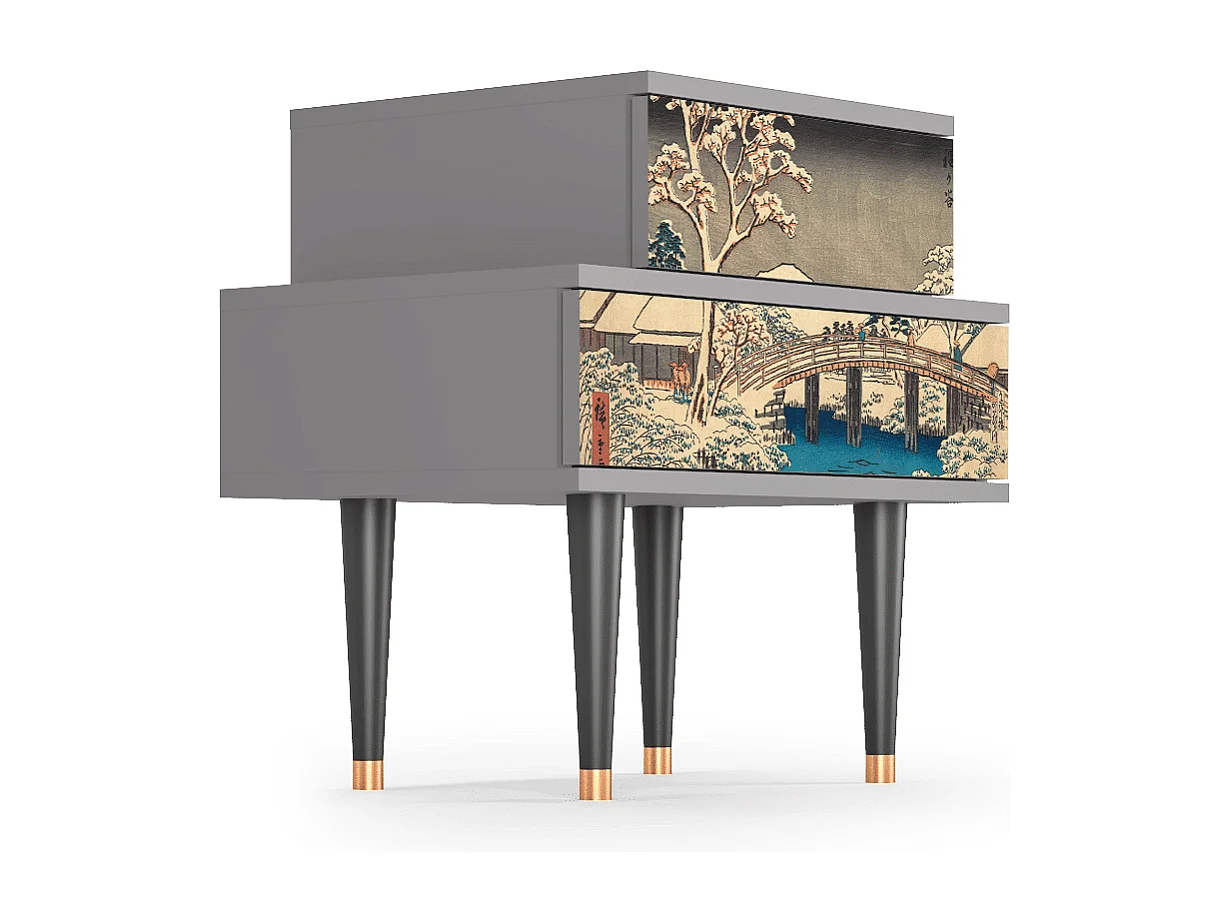 Table de nuit - 58х58х41 cm - NS1 - Katabira River, Gris