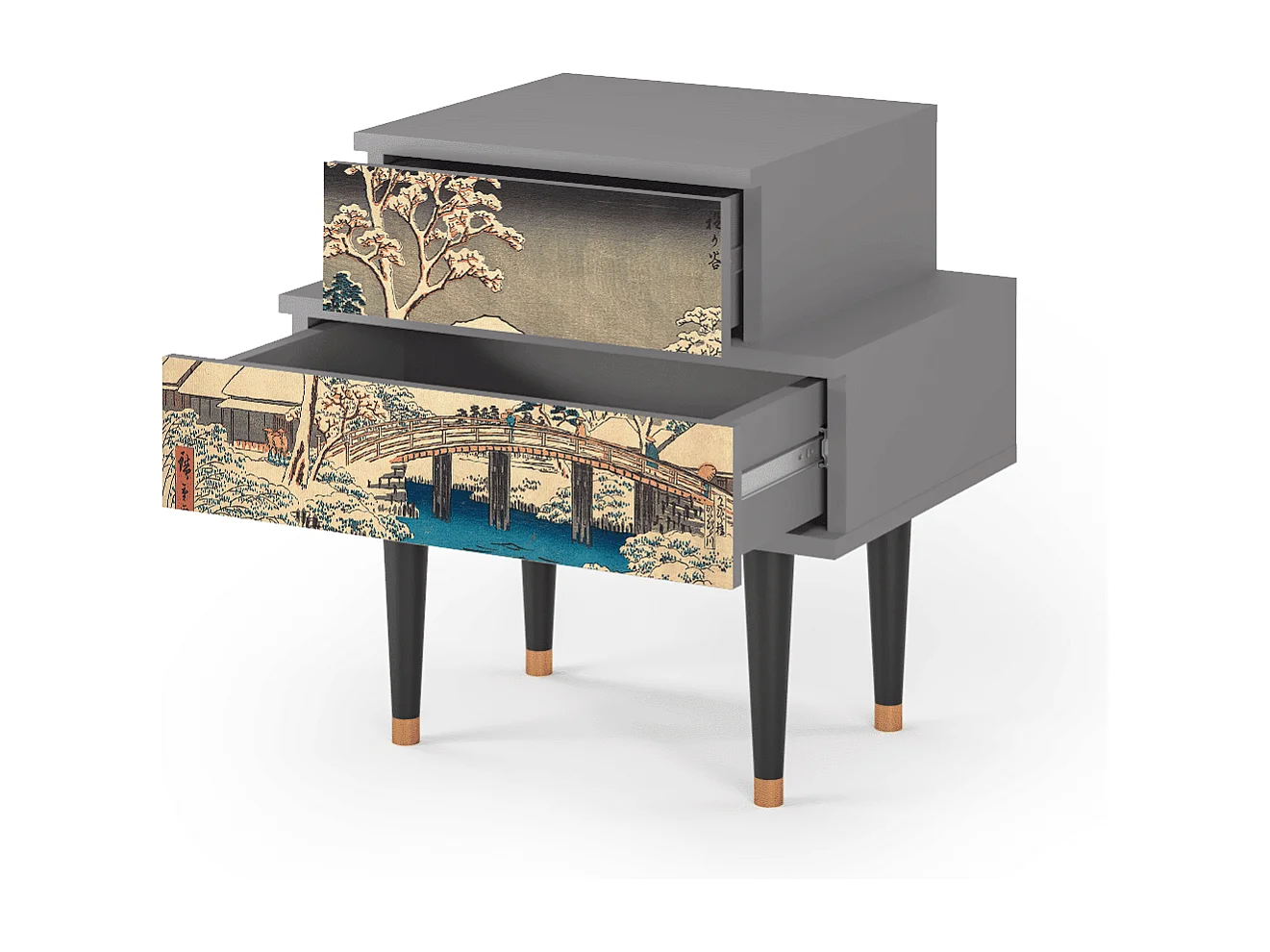 Table de nuit - 58х58х41 cm - NS1 - Katabira River, Gris