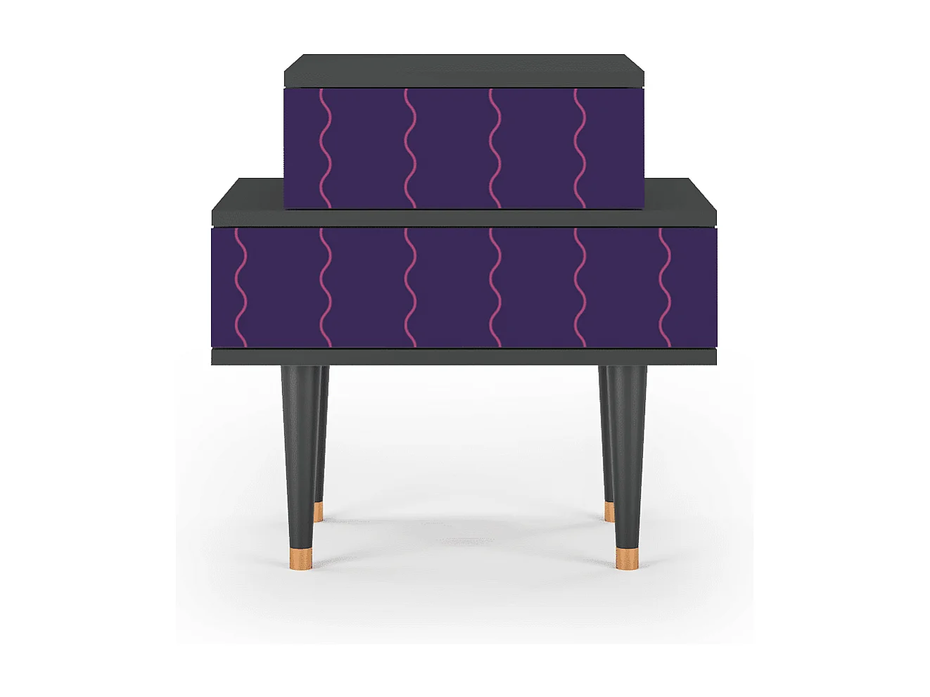 Stolik nocny - 58х58х41 cm - NS1 - Grape Maccaroni, Antracyt