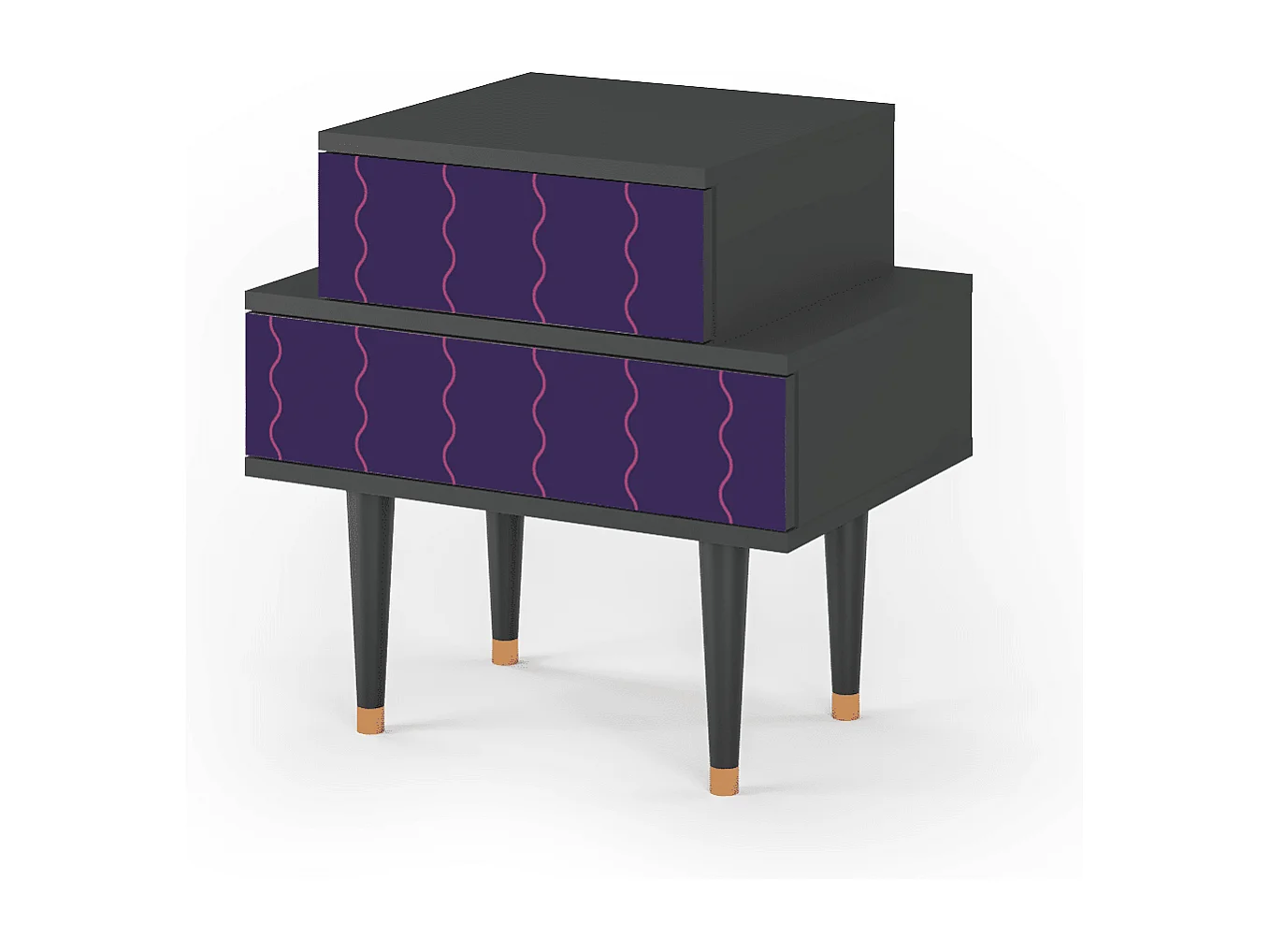 Table de nuit - 58х58х41 cm - NS1 - Grape Maccaroni, Anthracite