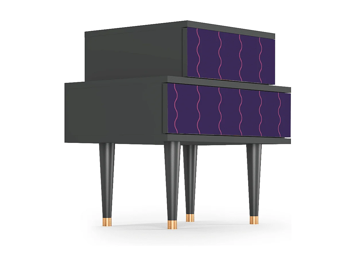 Table de nuit - 58х58х41 cm - NS1 - Grape Maccaroni, Anthracite