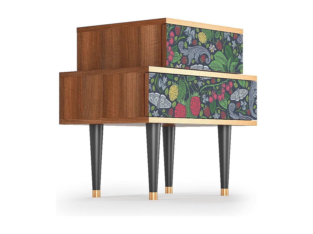 Comodino - 58х58х41 cm - NS1 - Summer Berries, Noce