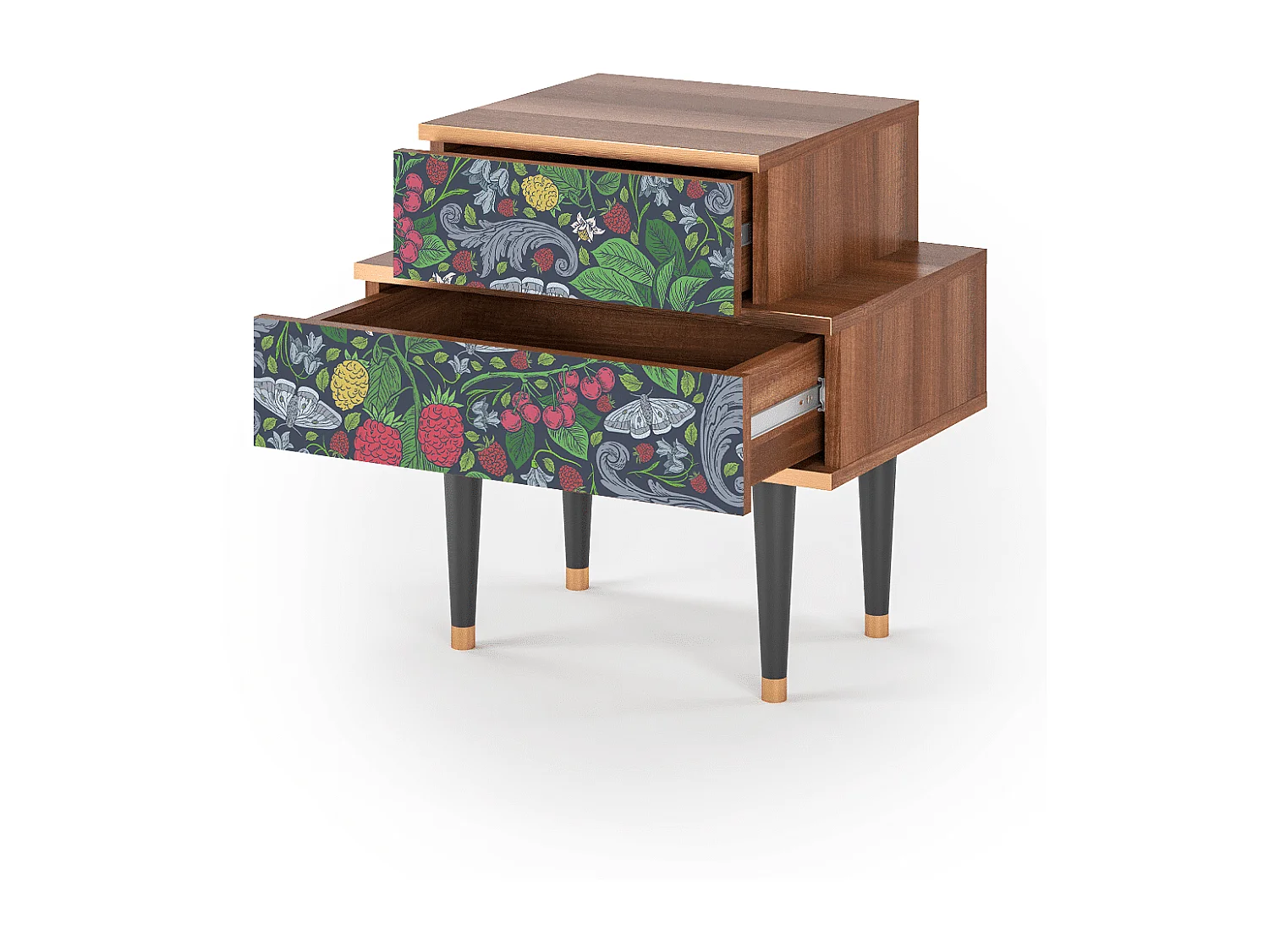 Comodino - 58х58х41 cm - NS1 - Summer Berries, Noce