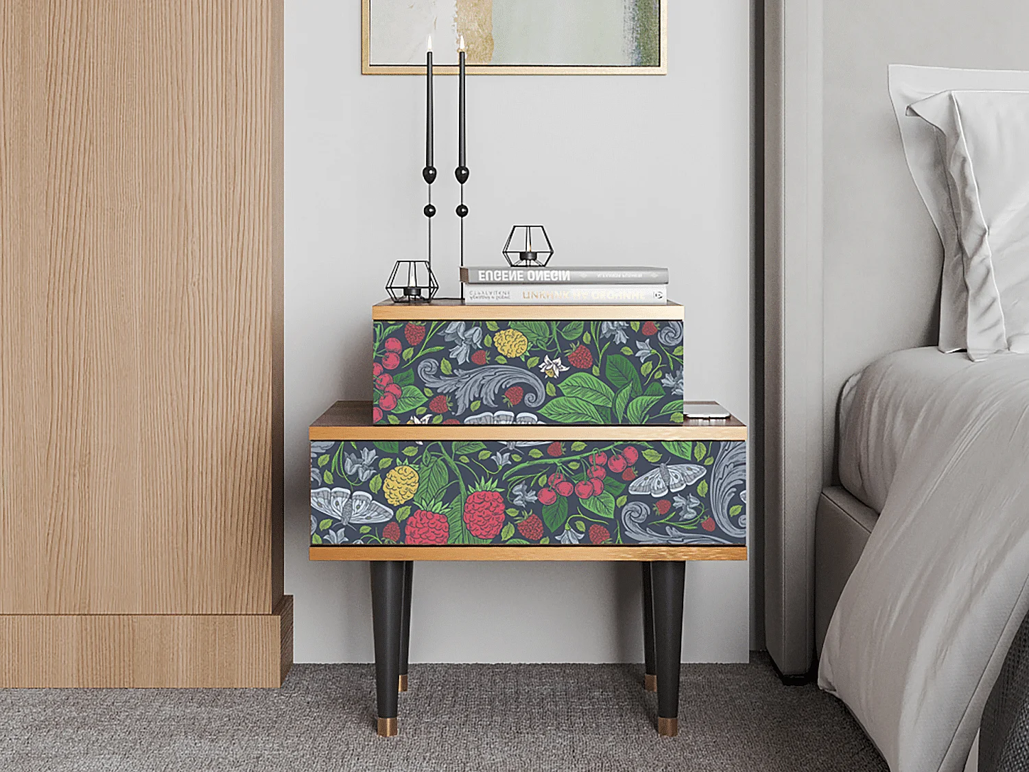 Nachttisch - 58х58х41 cm - NS1 - Summer Berries, Walnuss