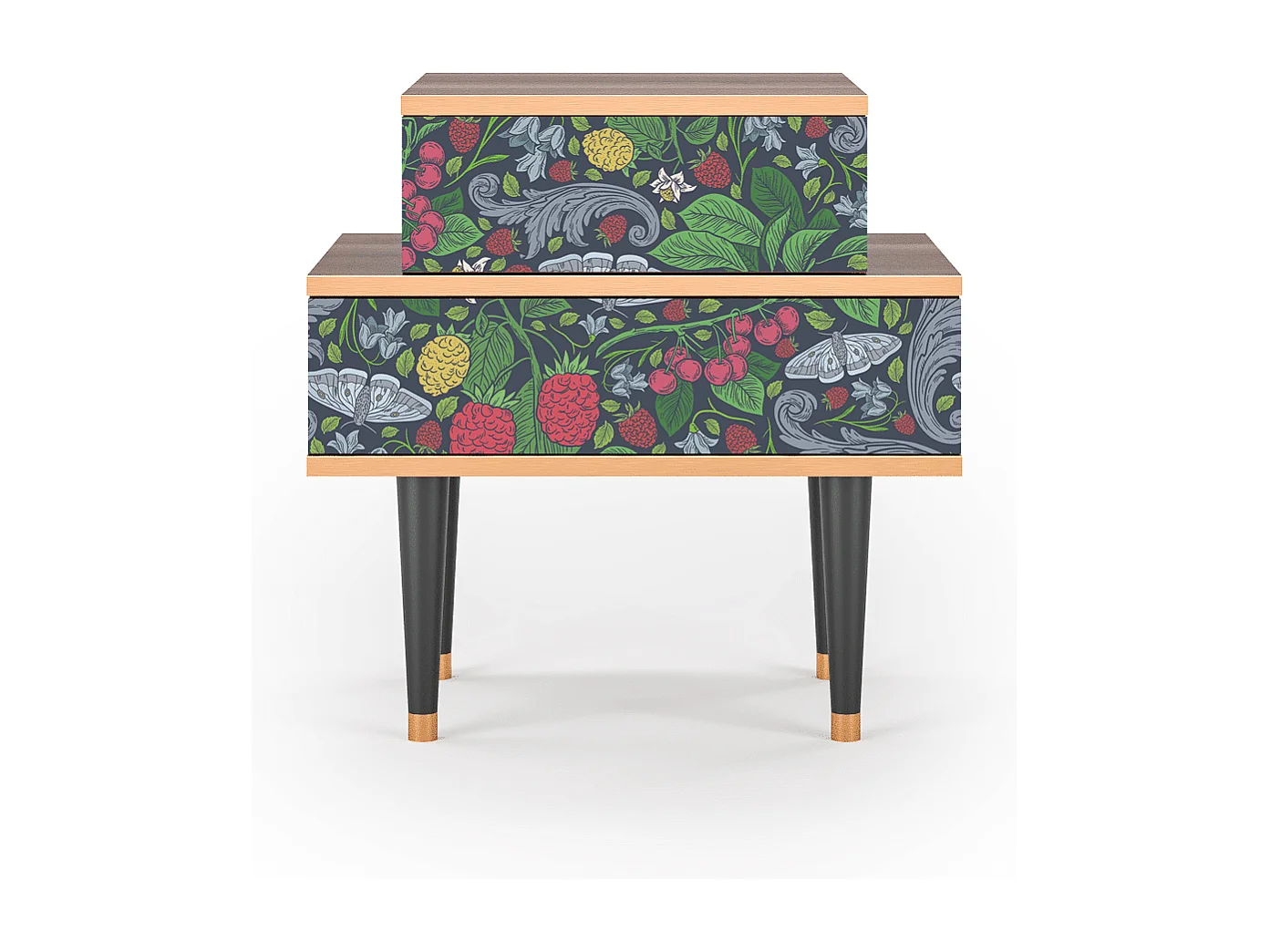 Stolik nocny - 58х58х41 cm - NS1 - Summer Berries, Orzech