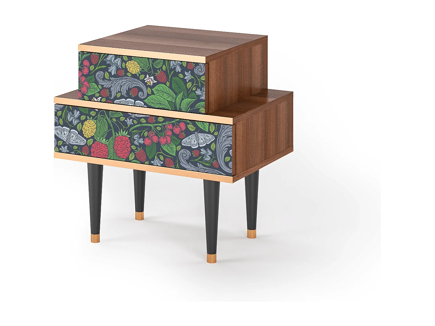 Stolik nocny - 58х58х41 cm - NS1 - Summer Berries, Orzech