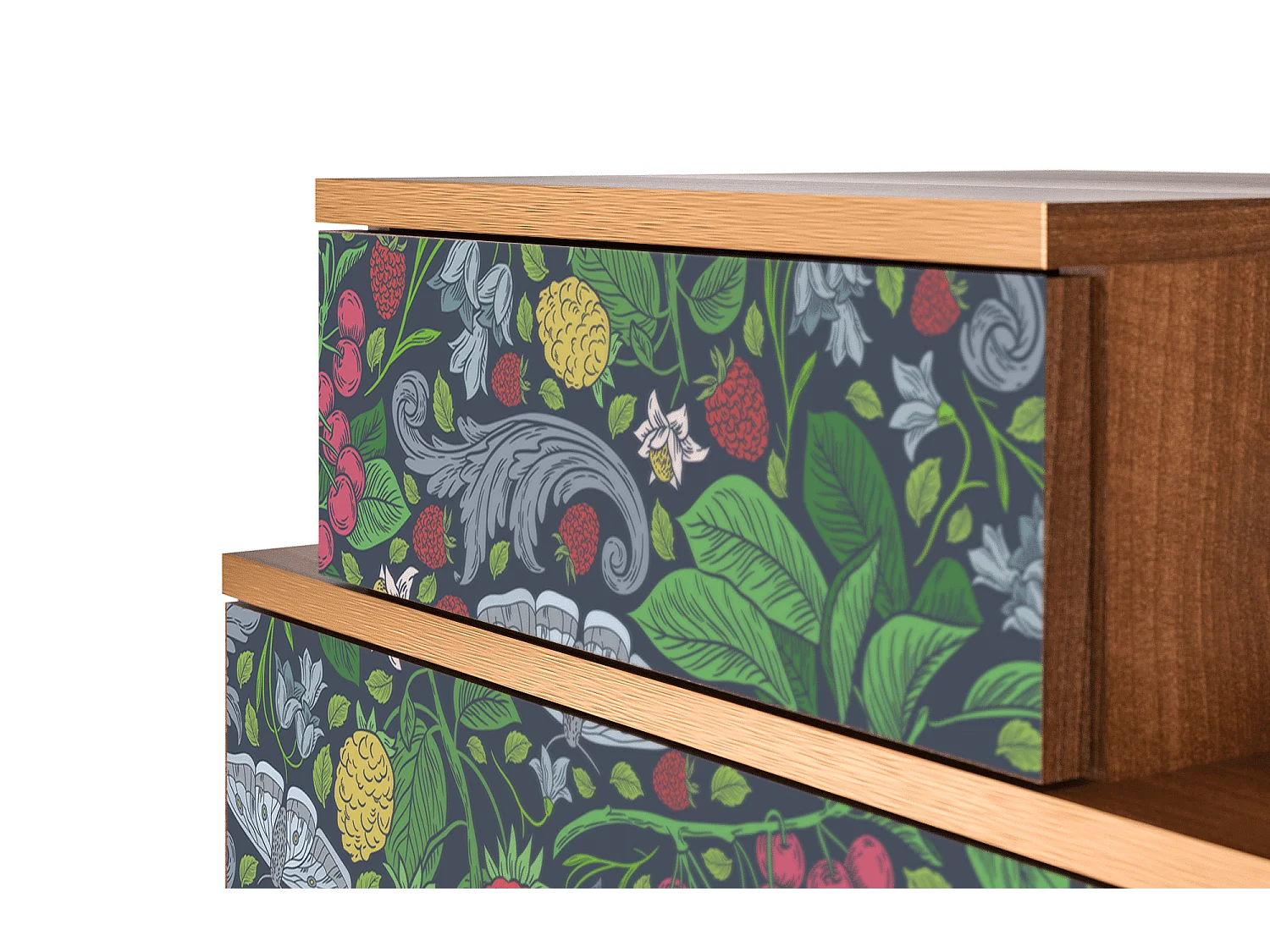 Stolik nocny - 58х58х41 cm - NS1 - Summer Berries, Orzech