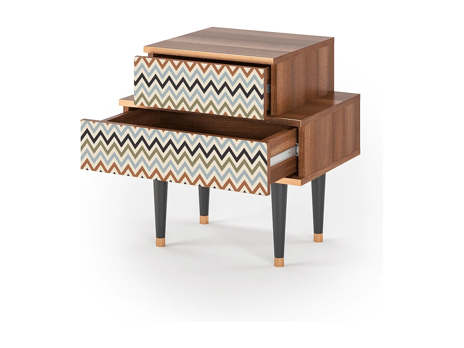 Stolik nocny - 58х58х41 cm - NS1 - Bright Ripple, Orzech