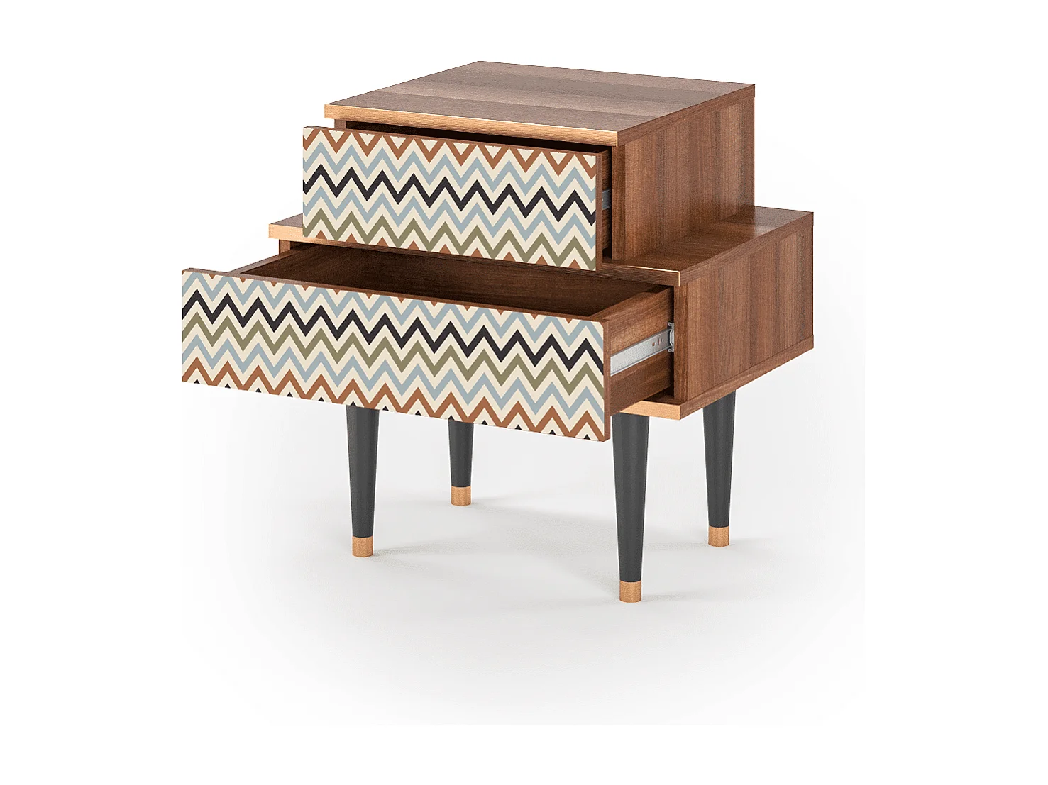 Table de nuit - 58х58х41 cm - NS1 - Bright Ripple, Noyer