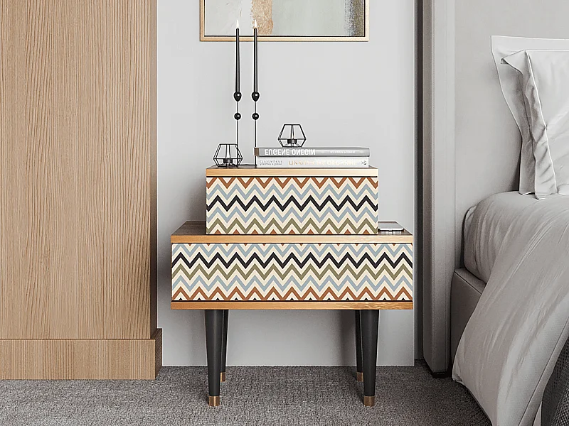 Stolik nocny - 58х58х41 cm - NS1 - Bright Ripple, Orzech