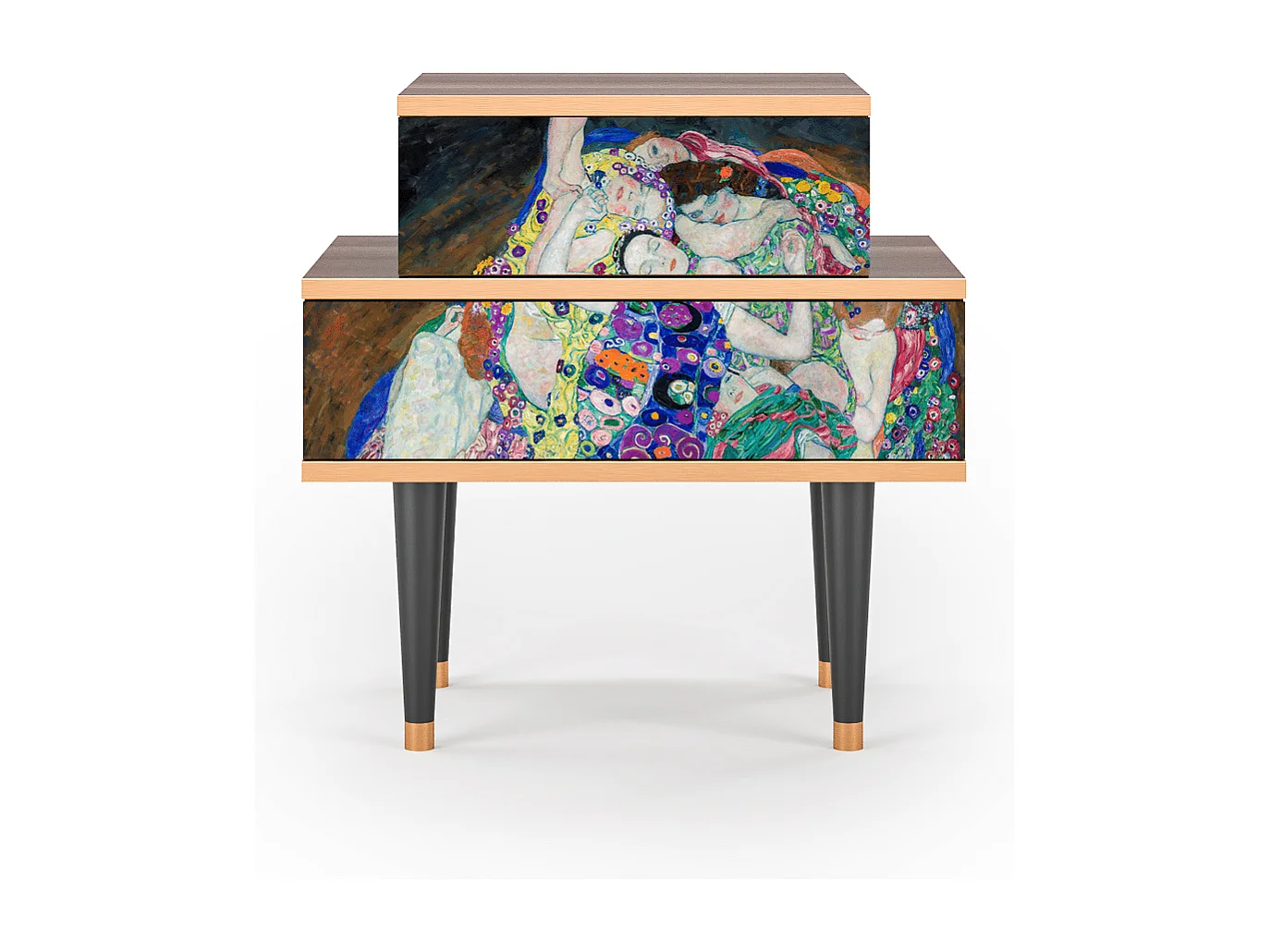 Stolik nocny - 58х58х41 cm - NS1 - The Maiden by Klimt, Orzech