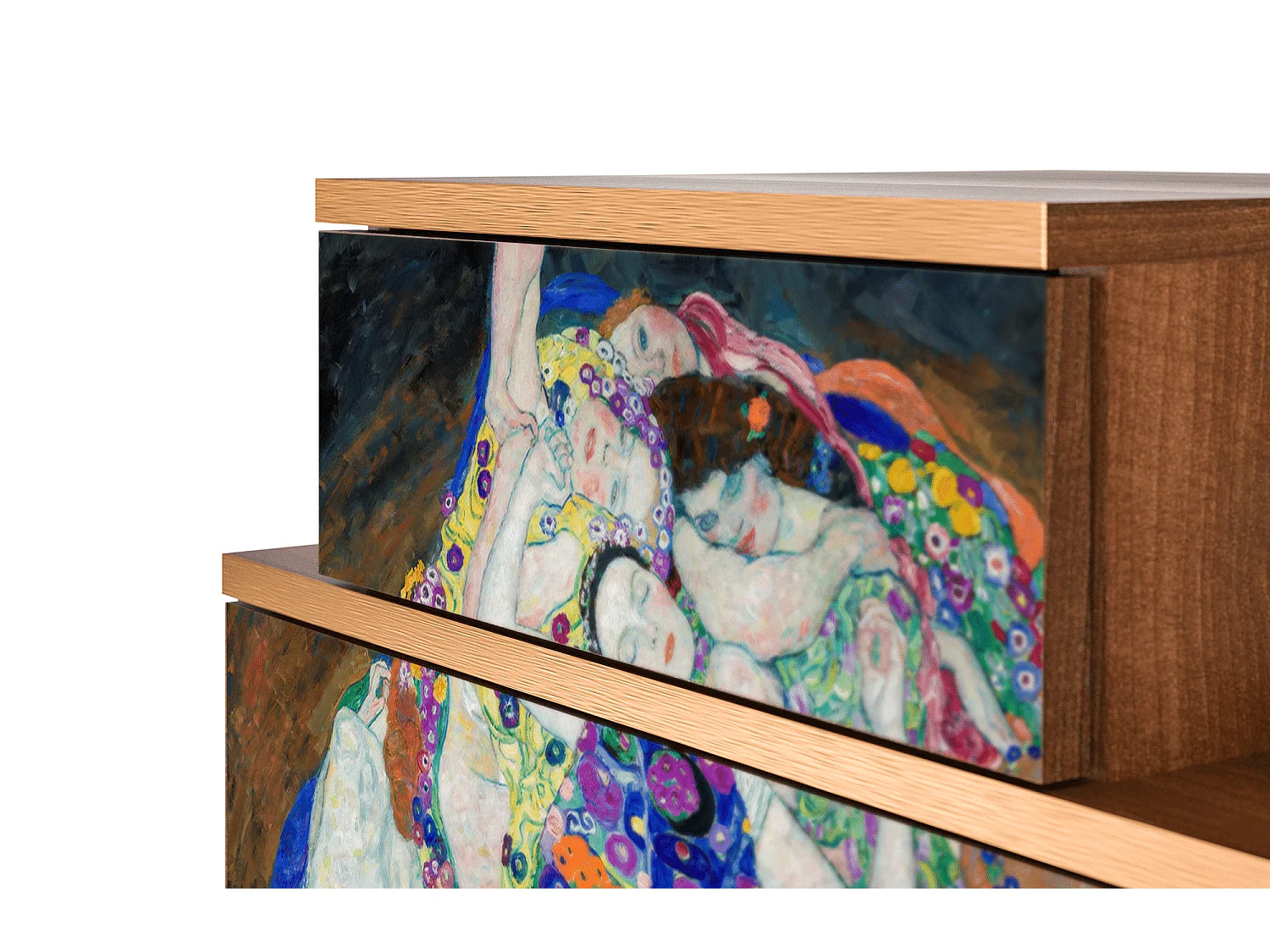 Stolik nocny - 58х58х41 cm - NS1 - The Maiden by Klimt, Orzech