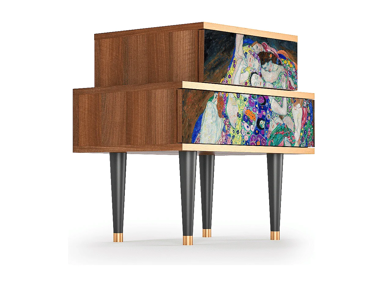 Stolik nocny - 58х58х41 cm - NS1 - The Maiden by Klimt, Orzech