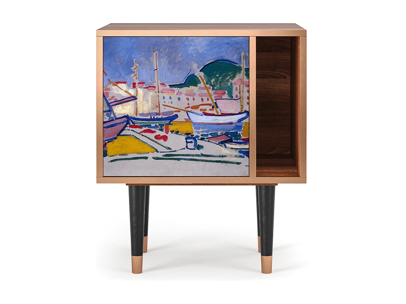 Stolik nocny - 57х69х48 cm - S2 - The Port of Collioure , Orzech