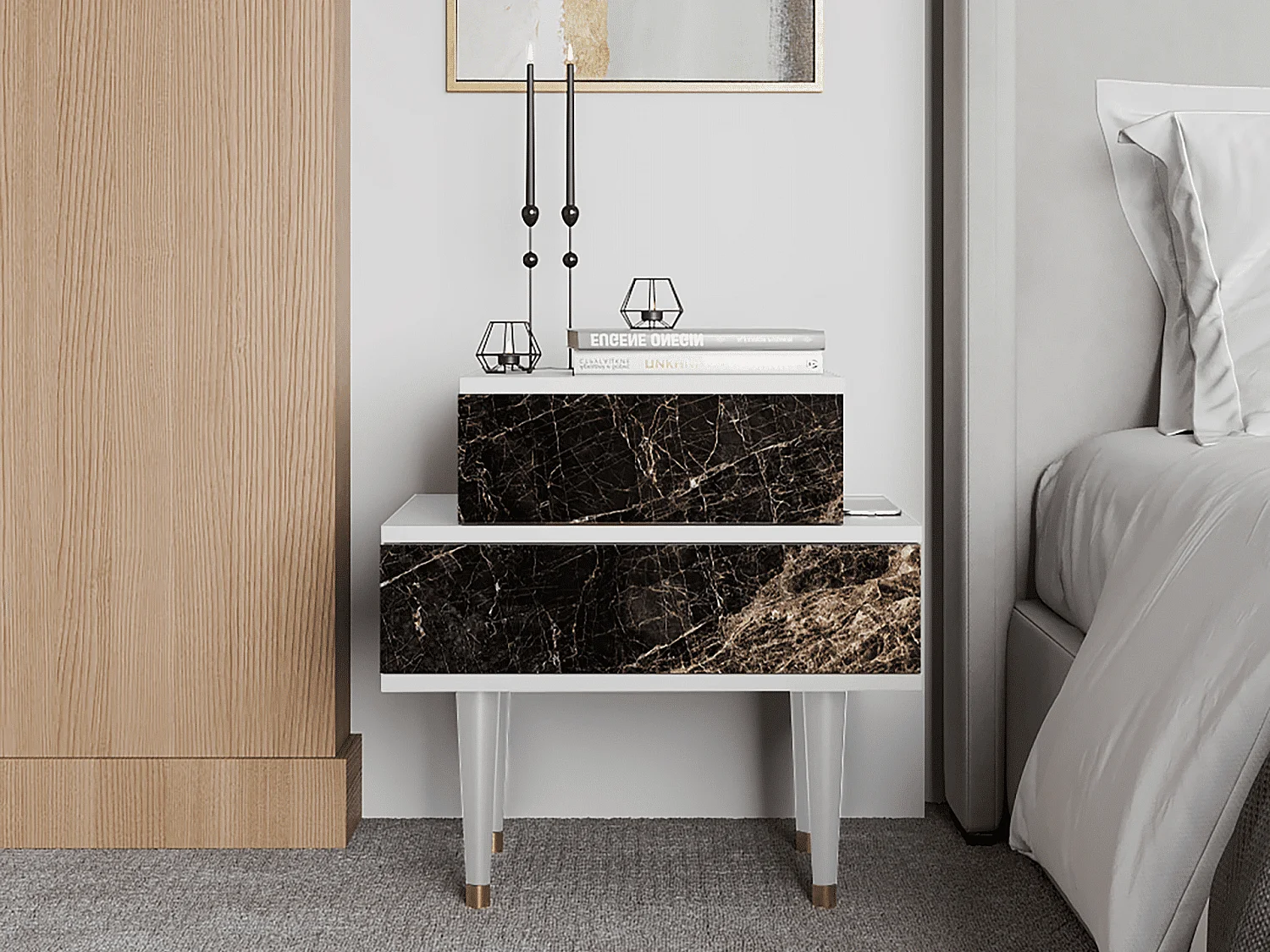 Table de nuit - 58х58х41 cm - NS1 - Night Abyss, Blanc