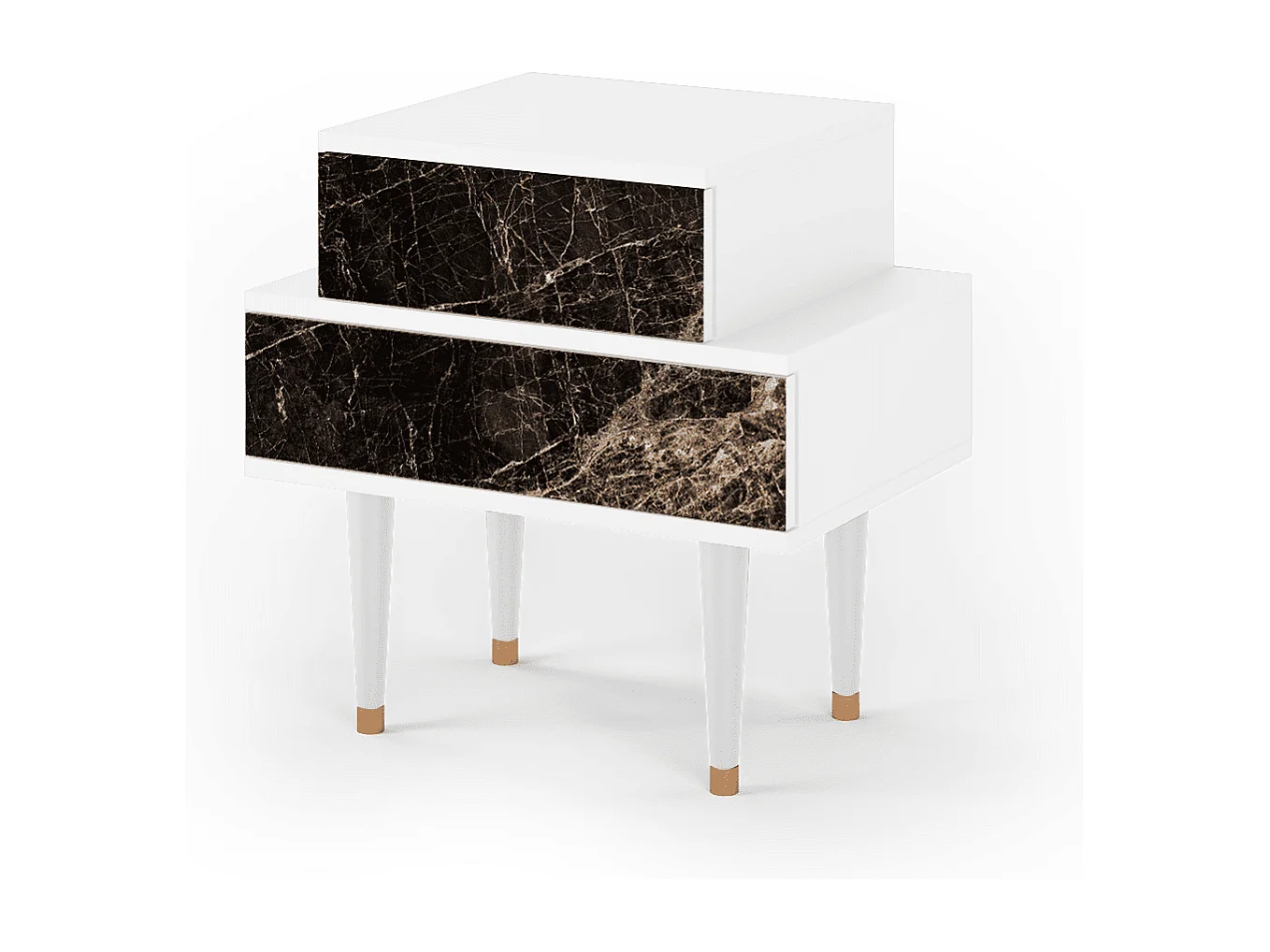 Stolik nocny - 58х58х41 cm - NS1 - Night Abyss, Biały