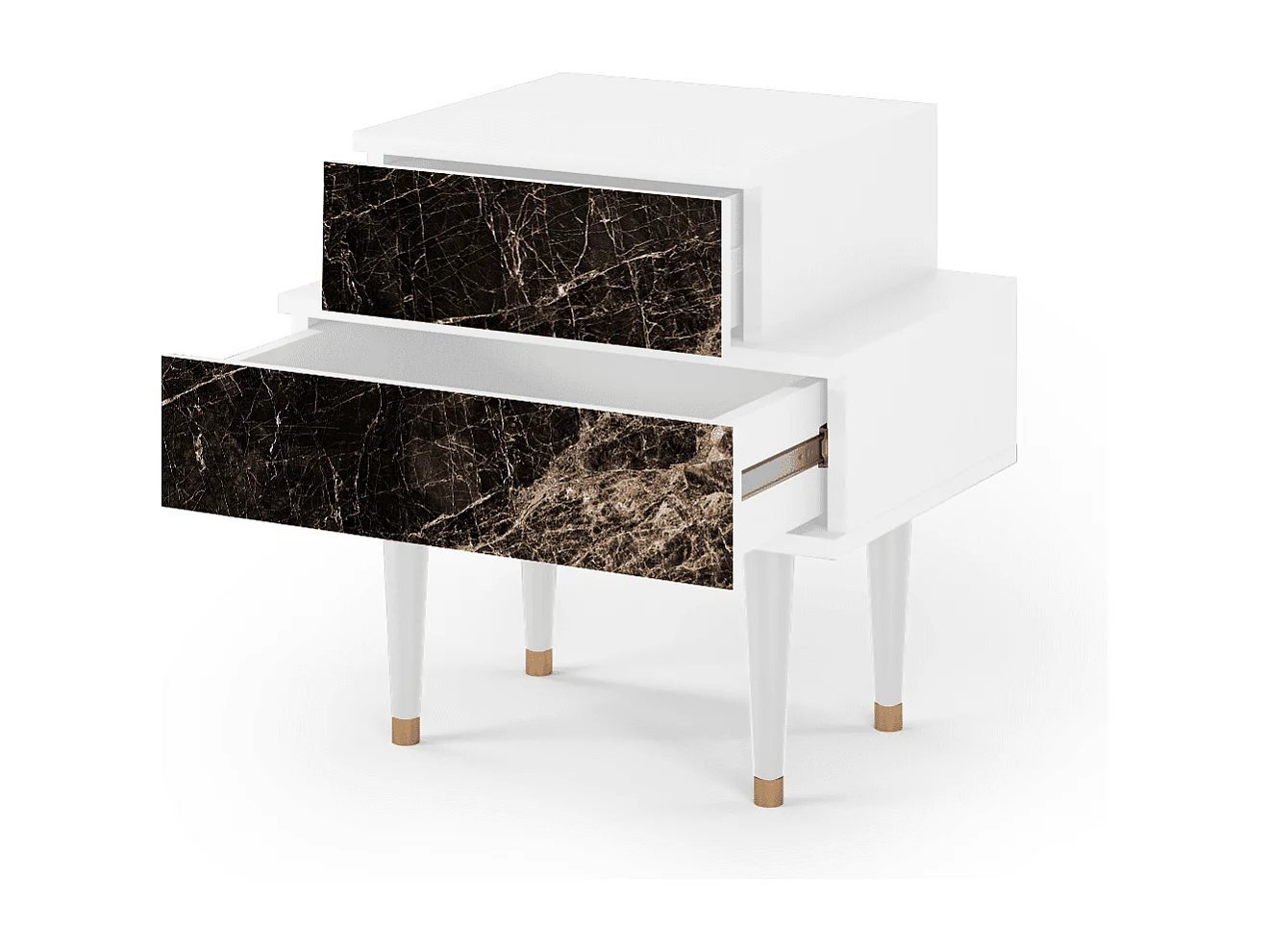 Stolik nocny - 58х58х41 cm - NS1 - Night Abyss, Biały