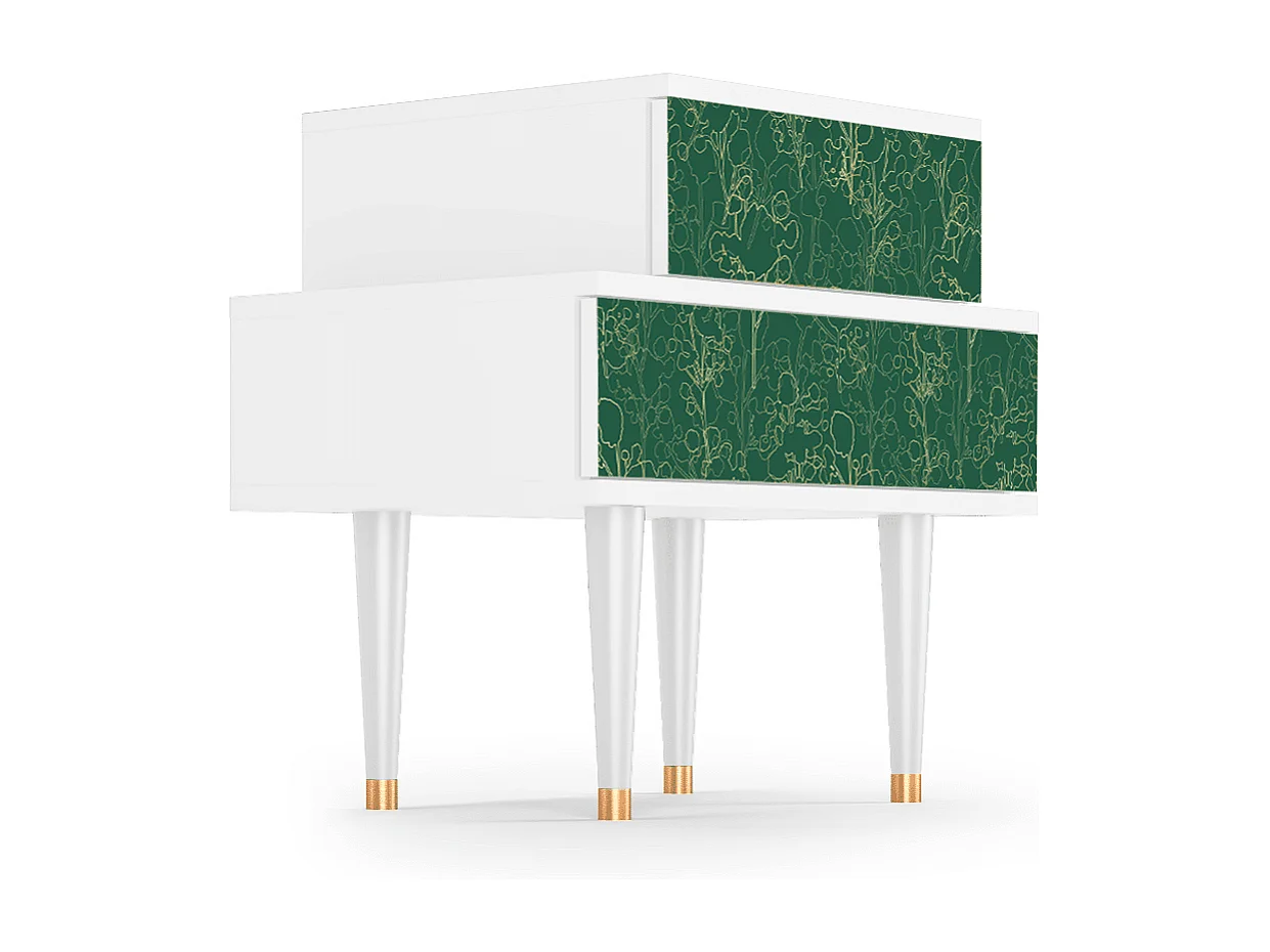 Stolik nocny - 58х58х41 cm - NS1 - Sunflowers, Biały