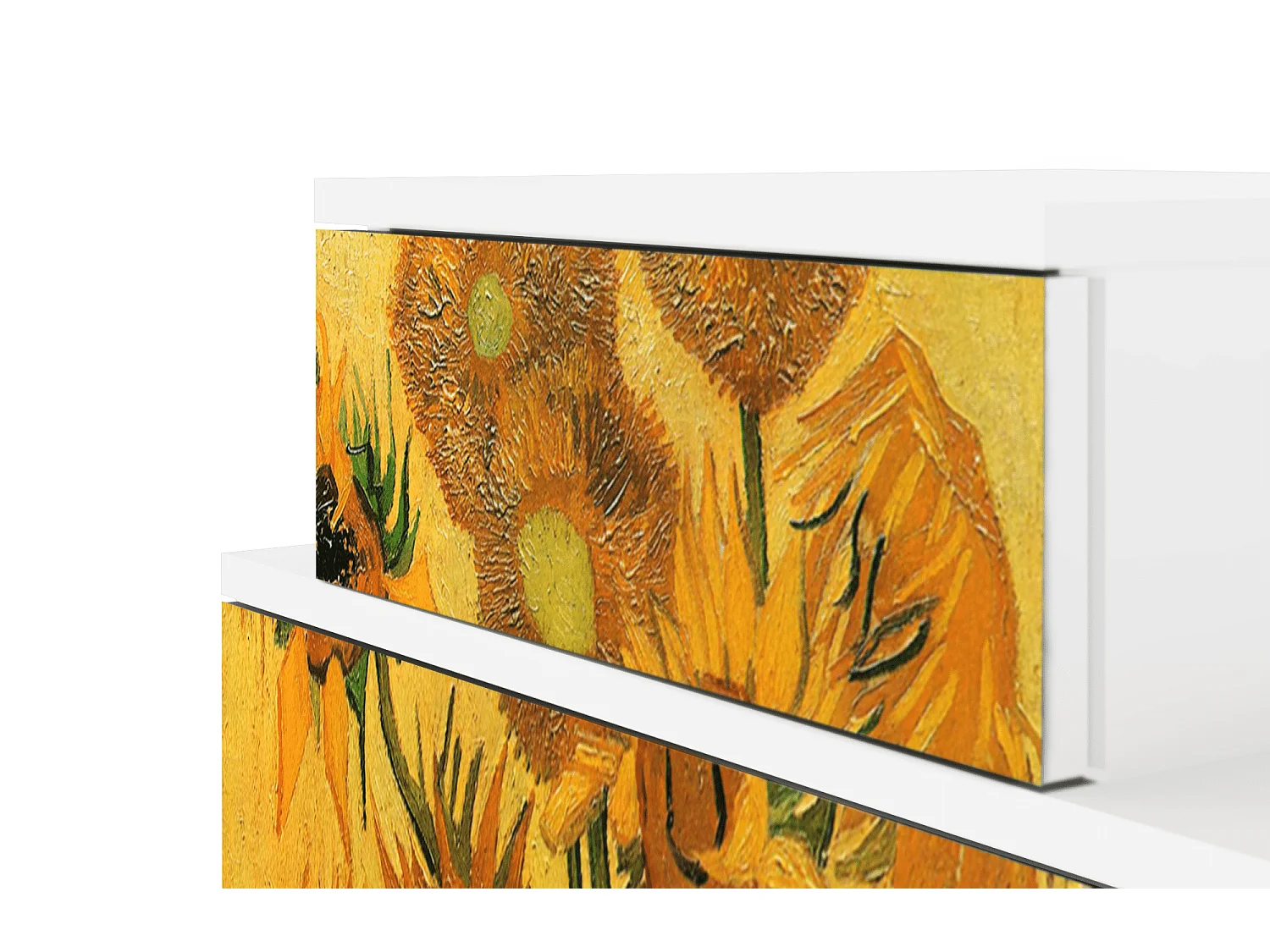 Stolik nocny - 58х58х41 cm - NS1 - Sunflowers, Biały