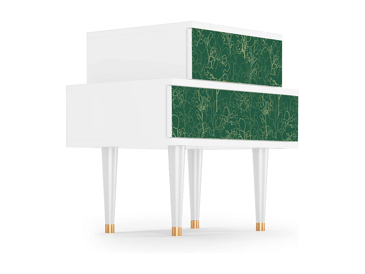 Stolik nocny - 58х58х41 cm - NS1 - Sunflowers, Biały